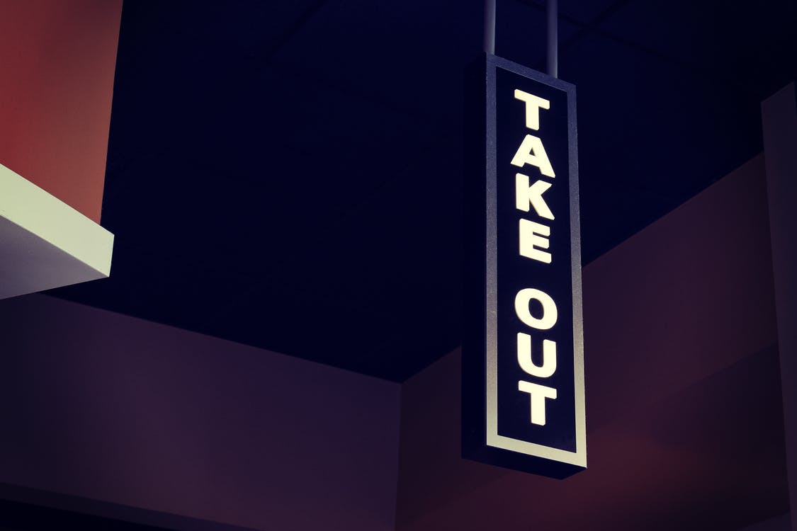 An image of a free standing take out sign.
