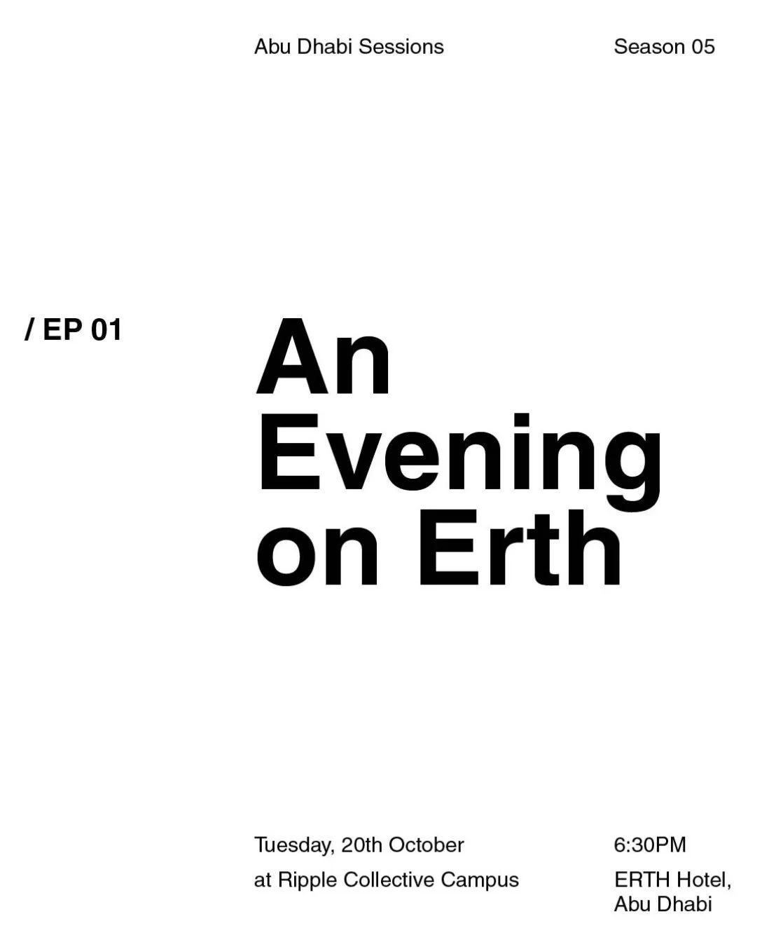 More news: the Abu Dhabi Sessions are back and we&rsquo;re starting this season super close to home.
For our first Session we&rsquo;re taking a guided wander through Erth (ex Armed Forces Officers Club) the building we spend our days in and have made