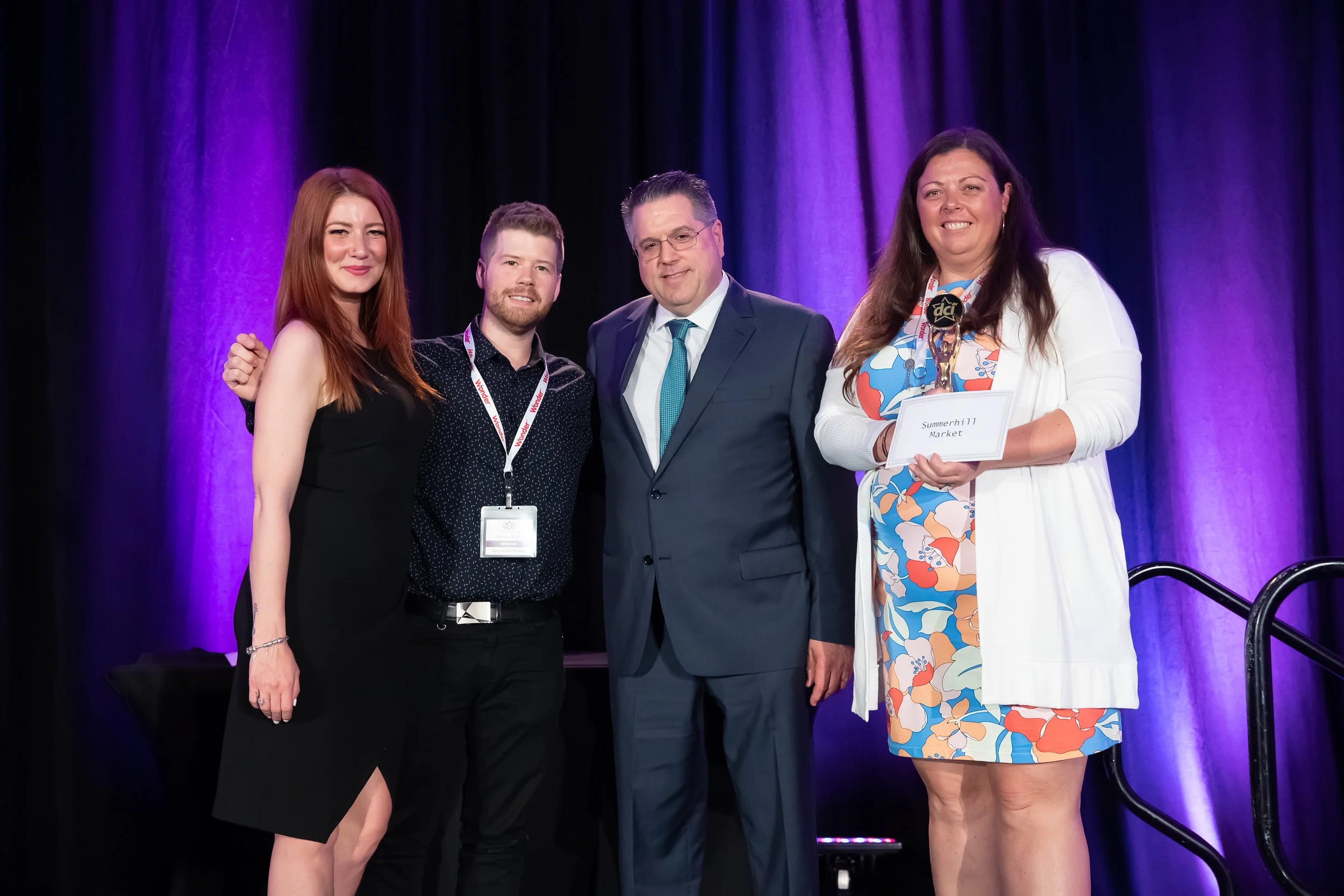 Star Awards Presenter Melissa Lynne-Schaffer, Matthew Rogger of Summerhill Market, DCI Chair David La Mantia of La Mantia's Country Market, and Christy McMullen of Summerhill Market