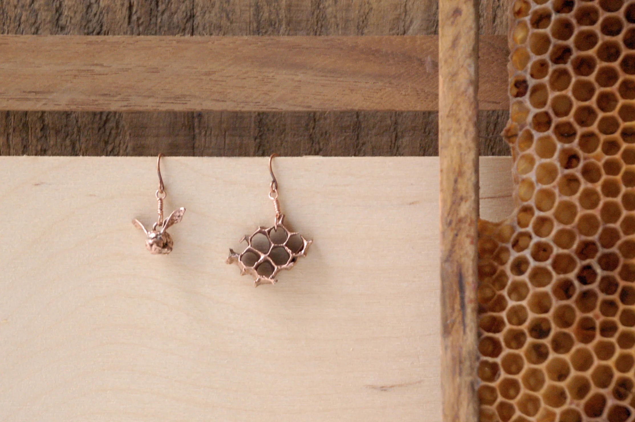 Honey Bee & Comb Earrings