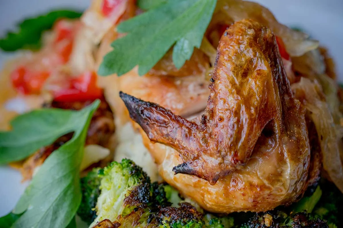 Roasted Hen with Broccoli, just one of our nightly specials