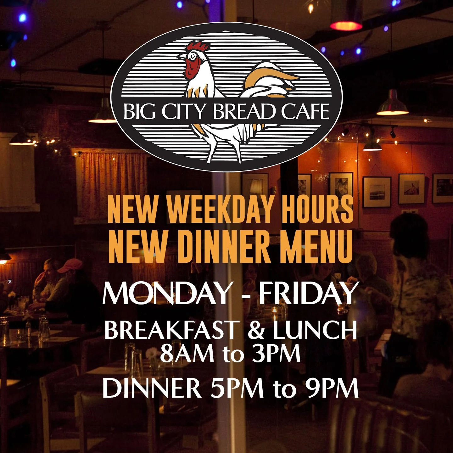 Starting September 21st: New Dinner Menu / New Hours 