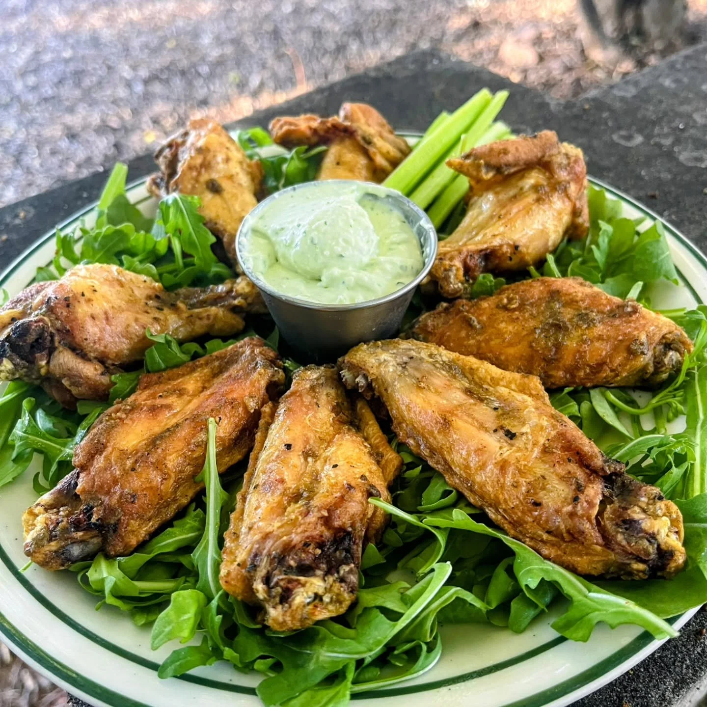 Mediterranean chicken wings served with creamy feta dressing!