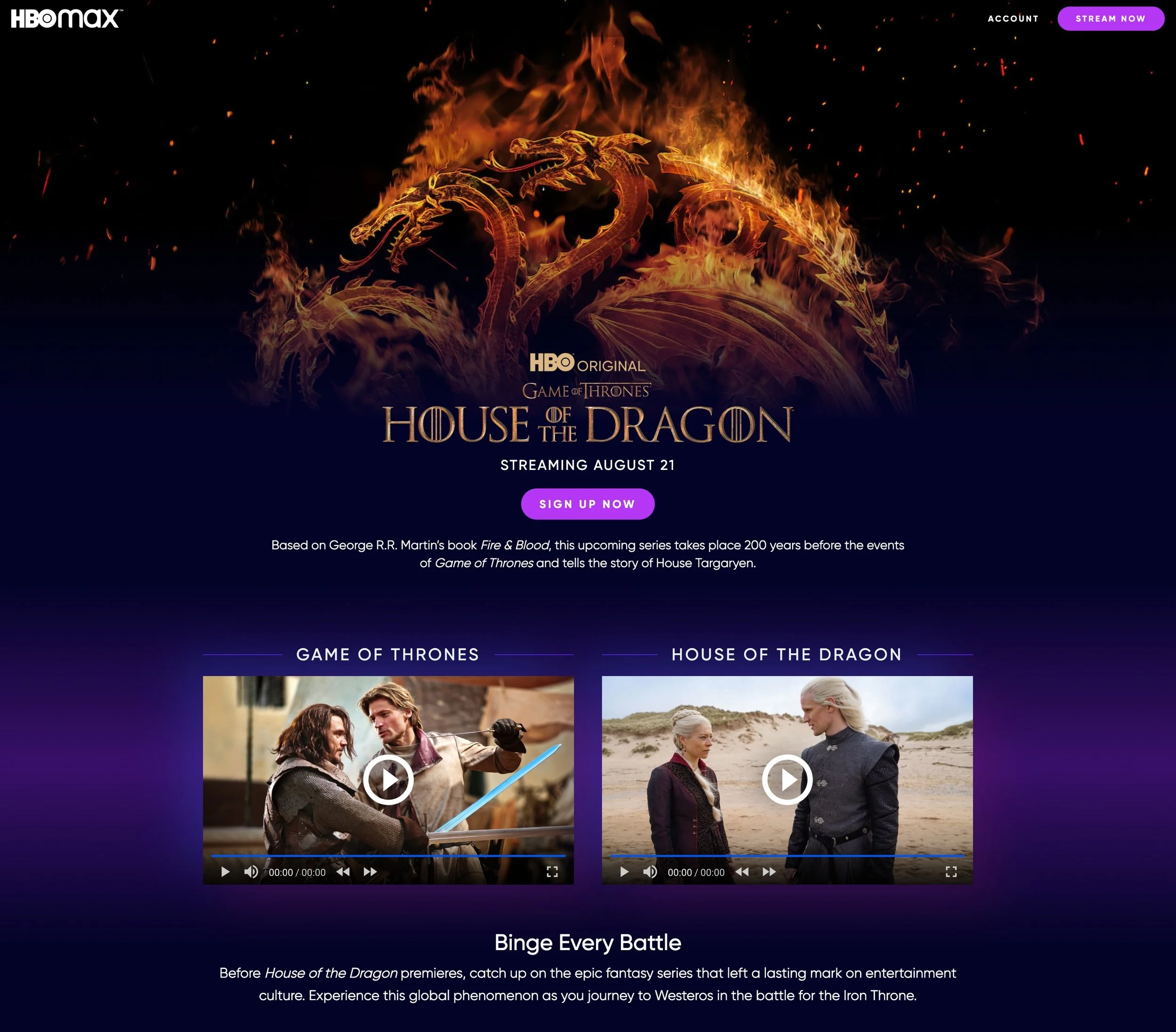 House of the Dragon Landing Page