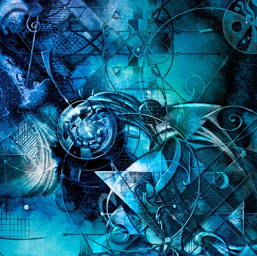 Work in Progress - graphite shapes mixed with acrylic ink washes and painted over with digital.