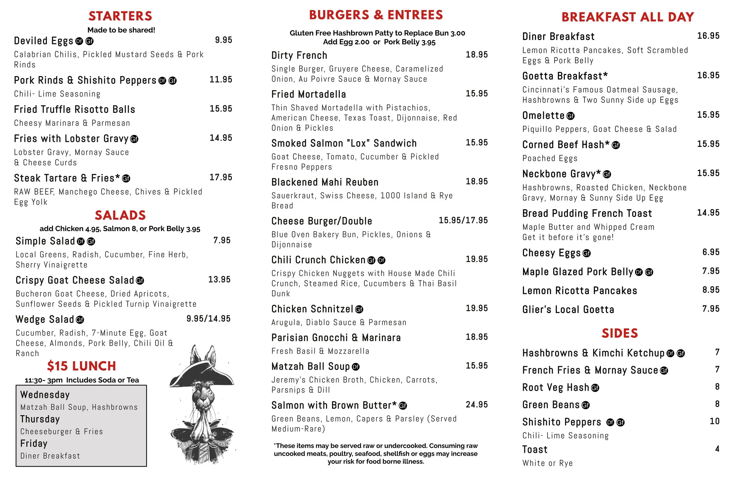 Menu Sacred Beast Diner