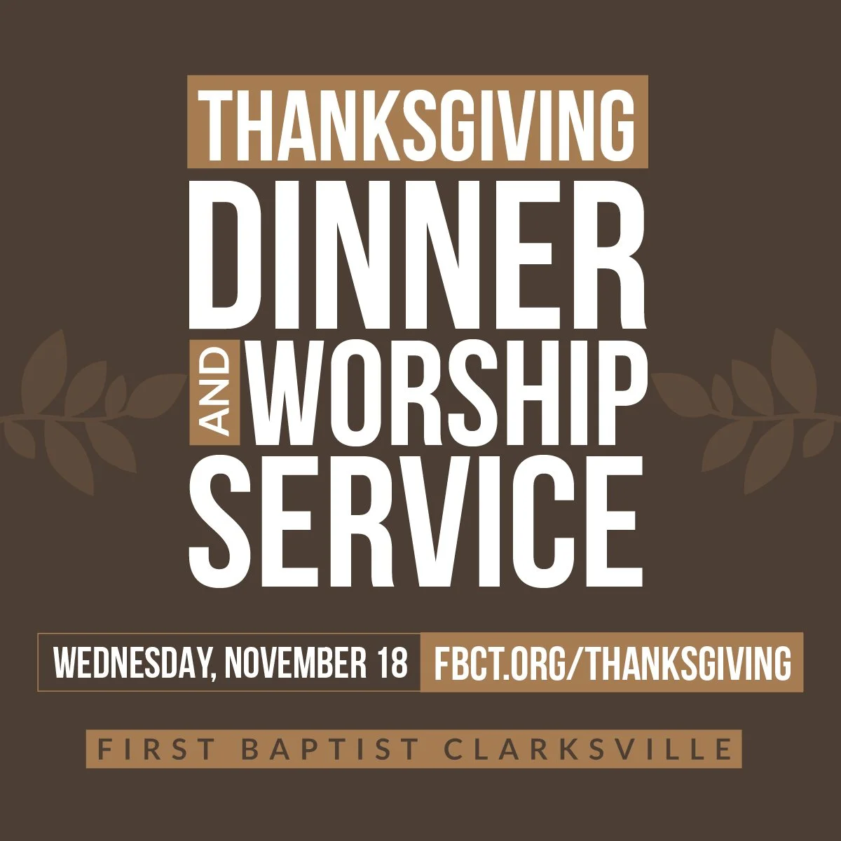 Thanksgiving Dinner and Worship Service