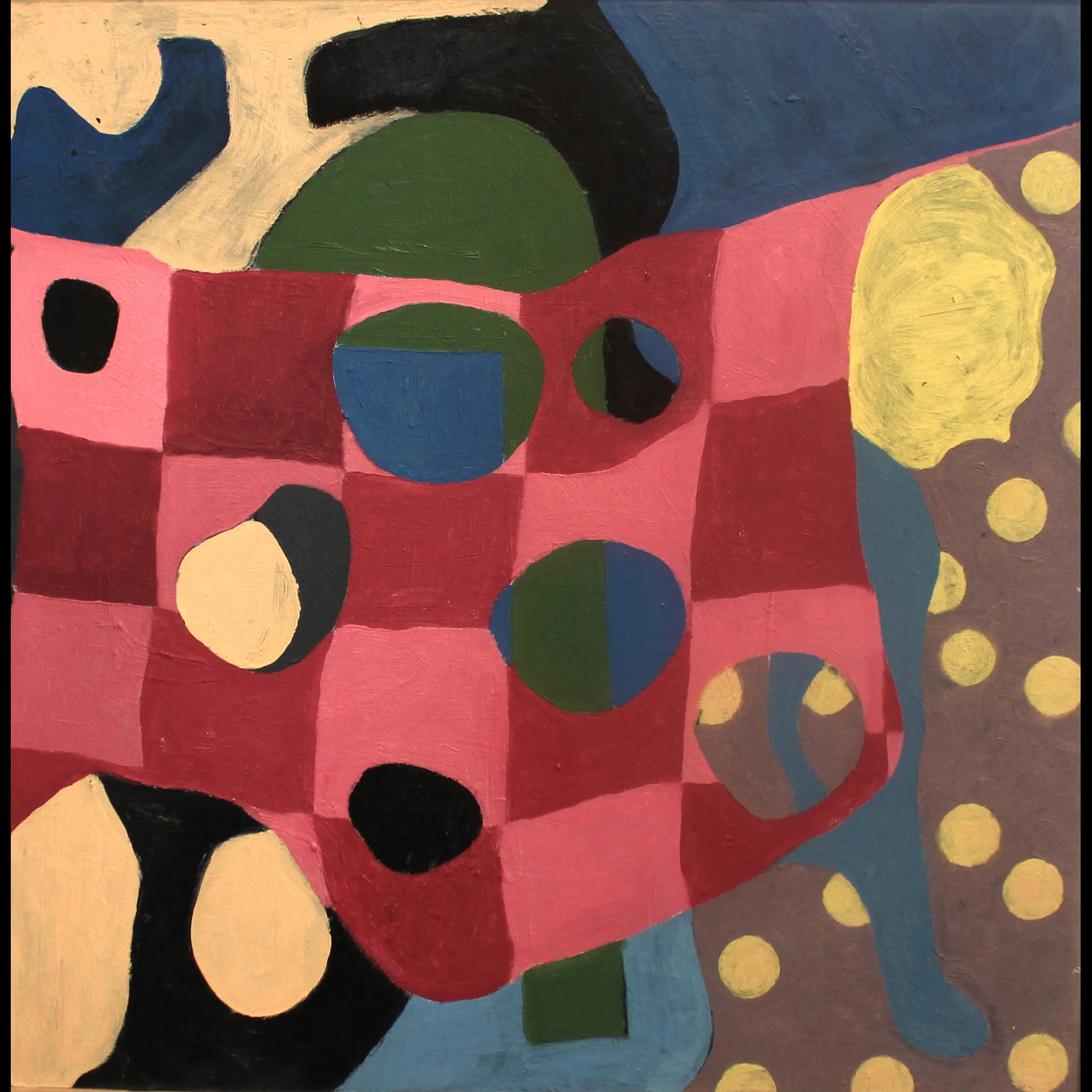    Mask,   2014, oil, paper, and sand on panel, 38 x 38 cm. 