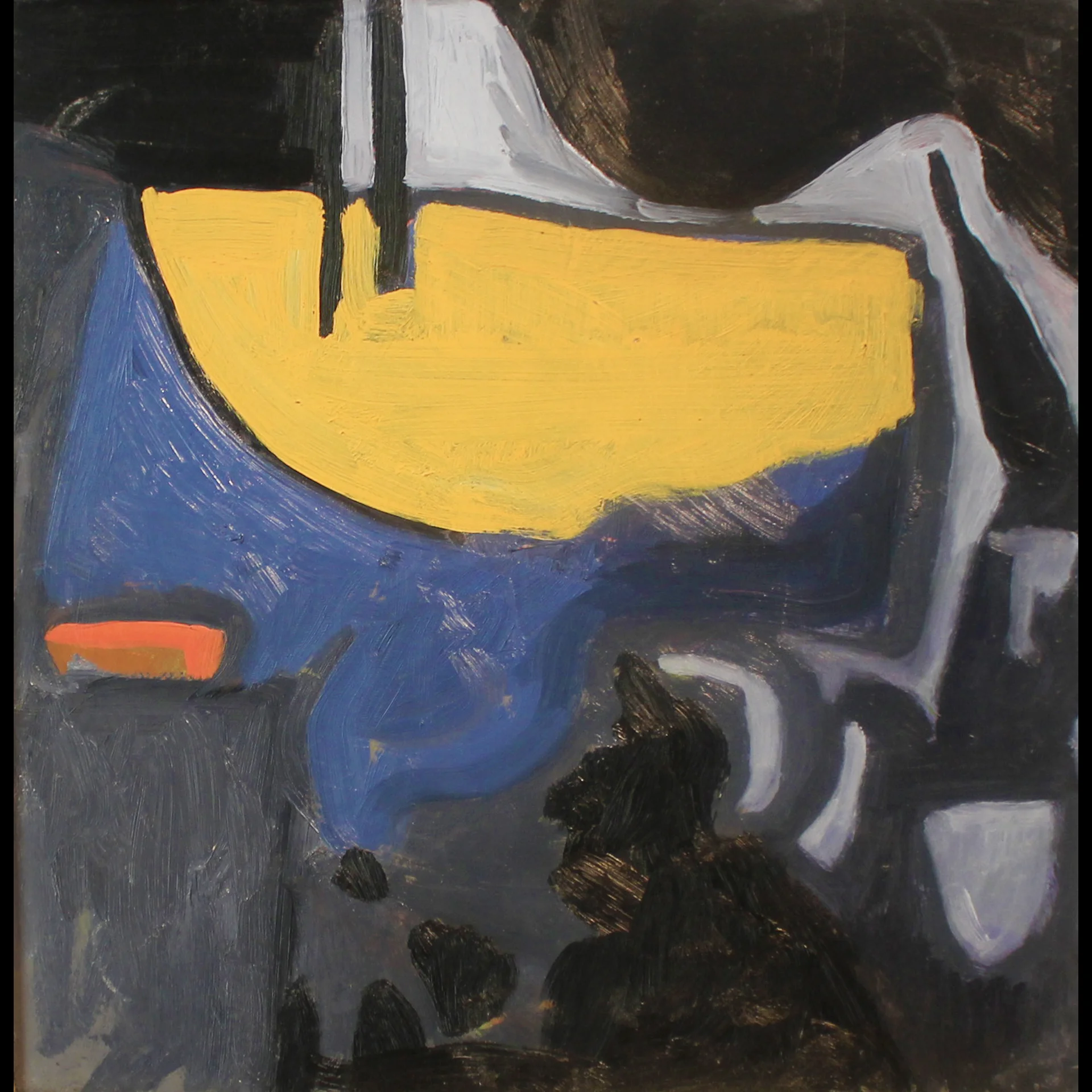    Shipwrecked,   2014, oil, paper, and sand on panel, 38 x 38 cm. 