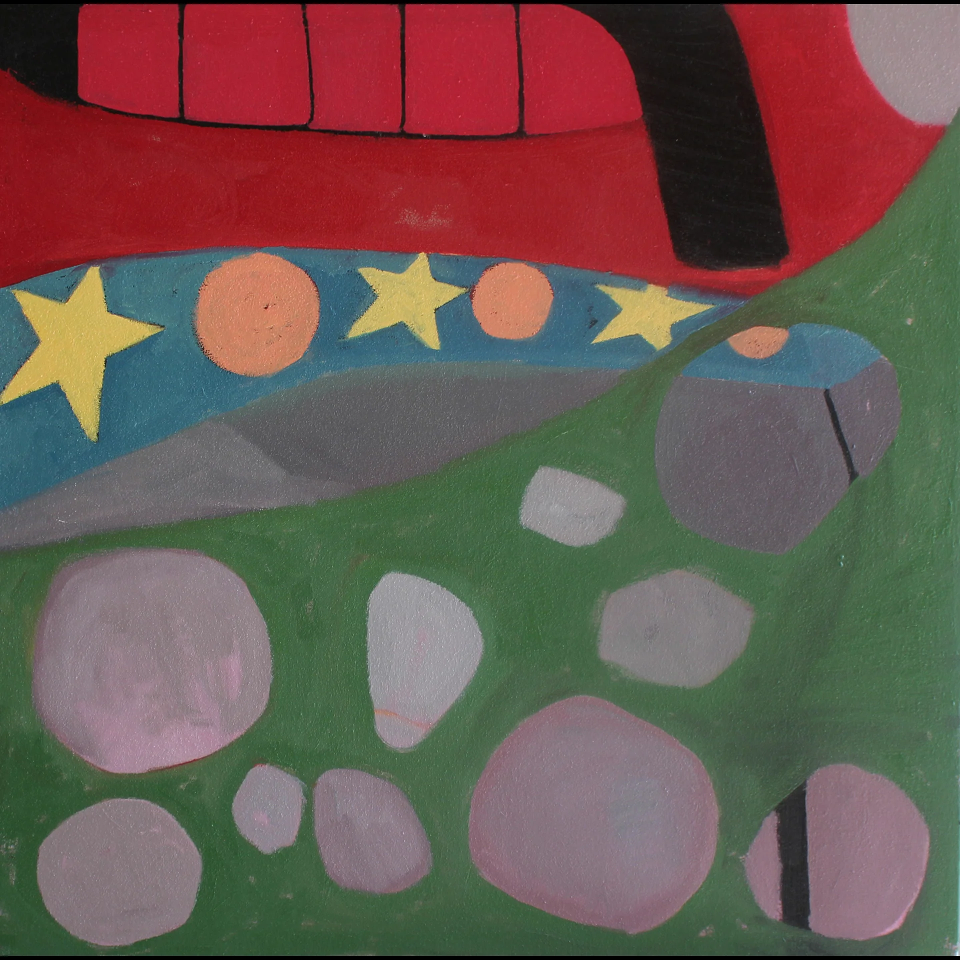    Troubled Circus ,  2014, oil, paper, and sand on panel, 60 x 60 cm. 