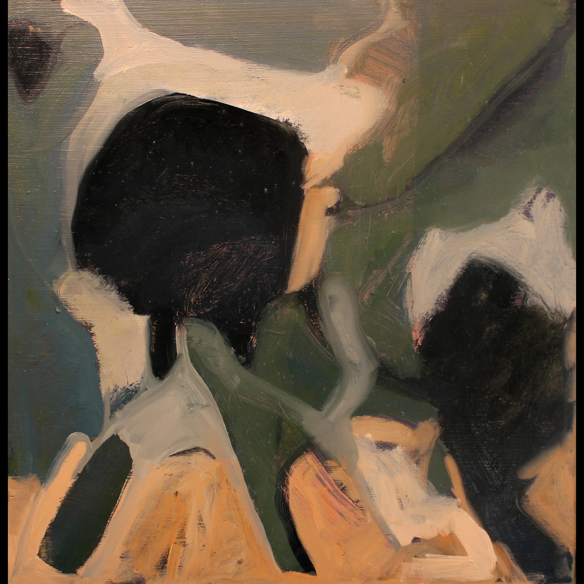    Cave II,   2014, oil, paper, and sand on panel, 38 x 38 cm. 