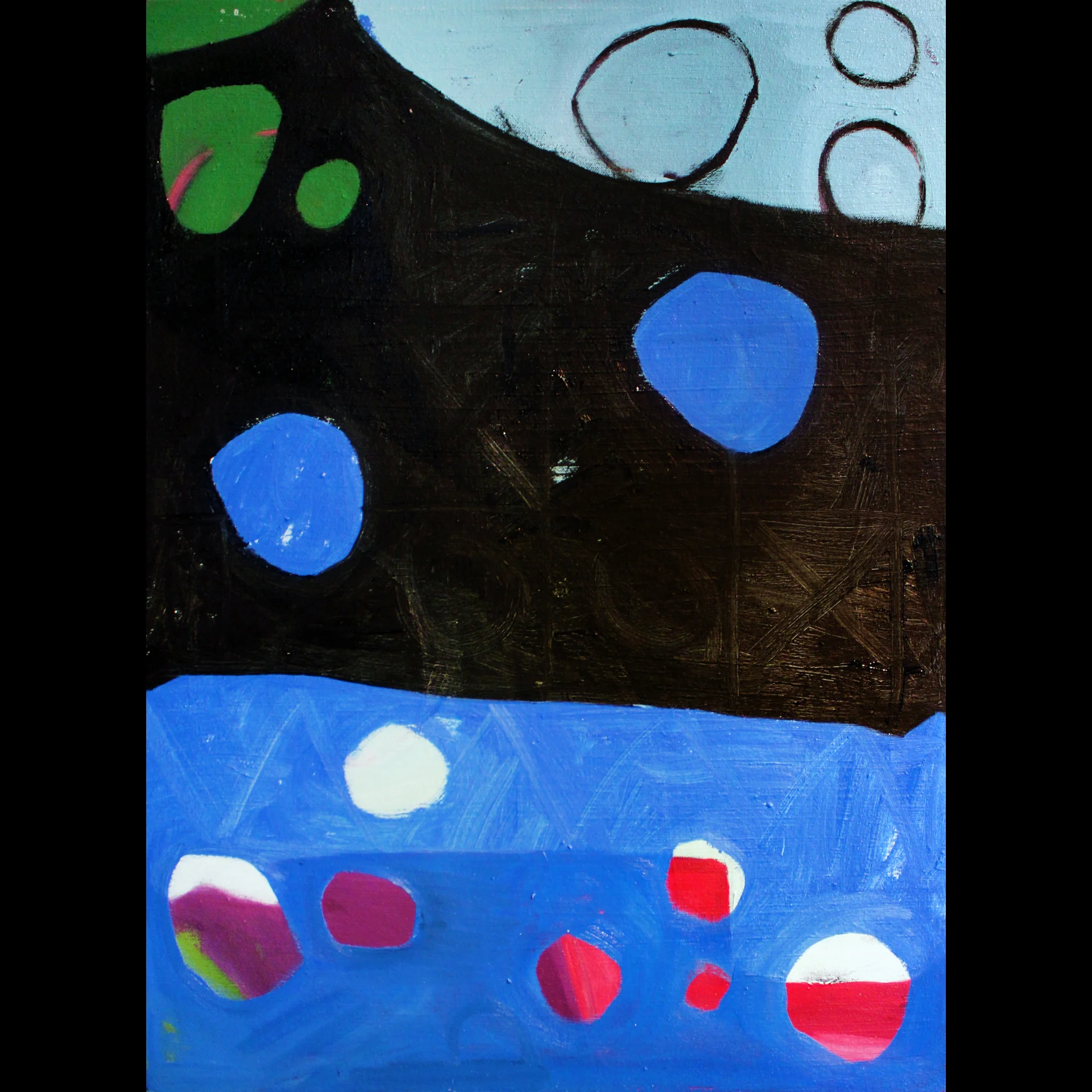    Circus,   2014, oil, paper, and sand on panel, 60 x 40 cm. 