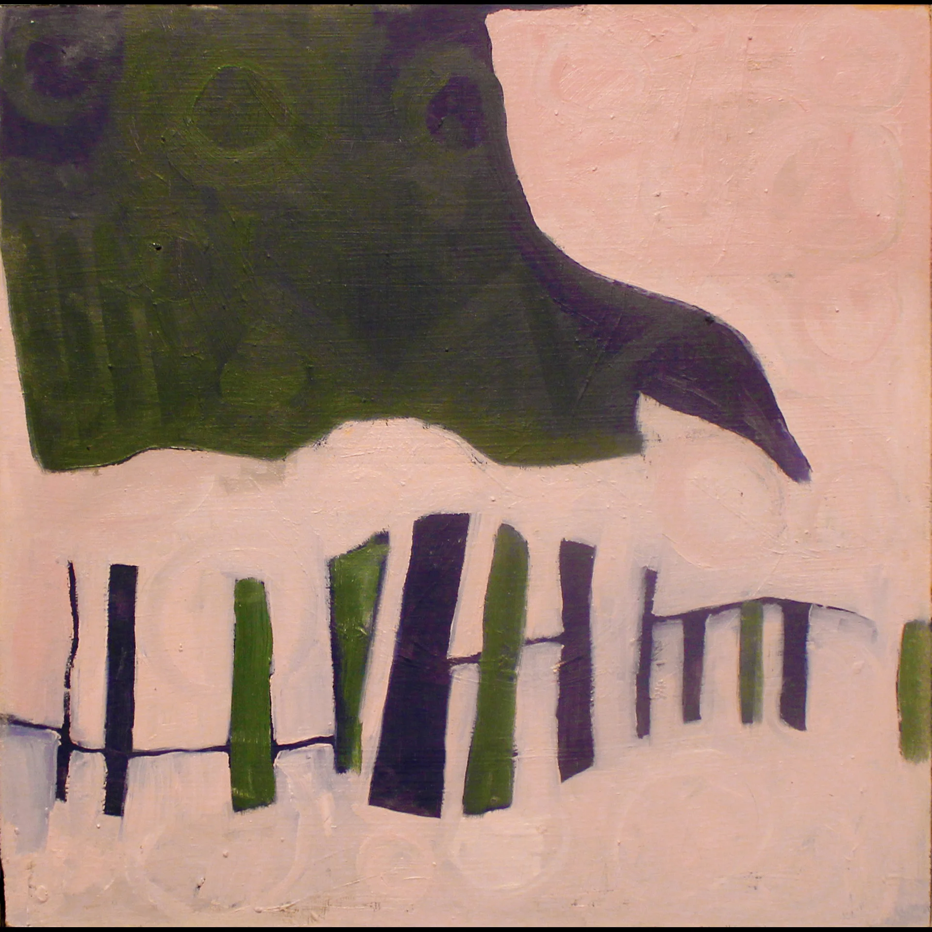    Crossing,   2014, oil and paper on panel, 38 x 38 cm. 