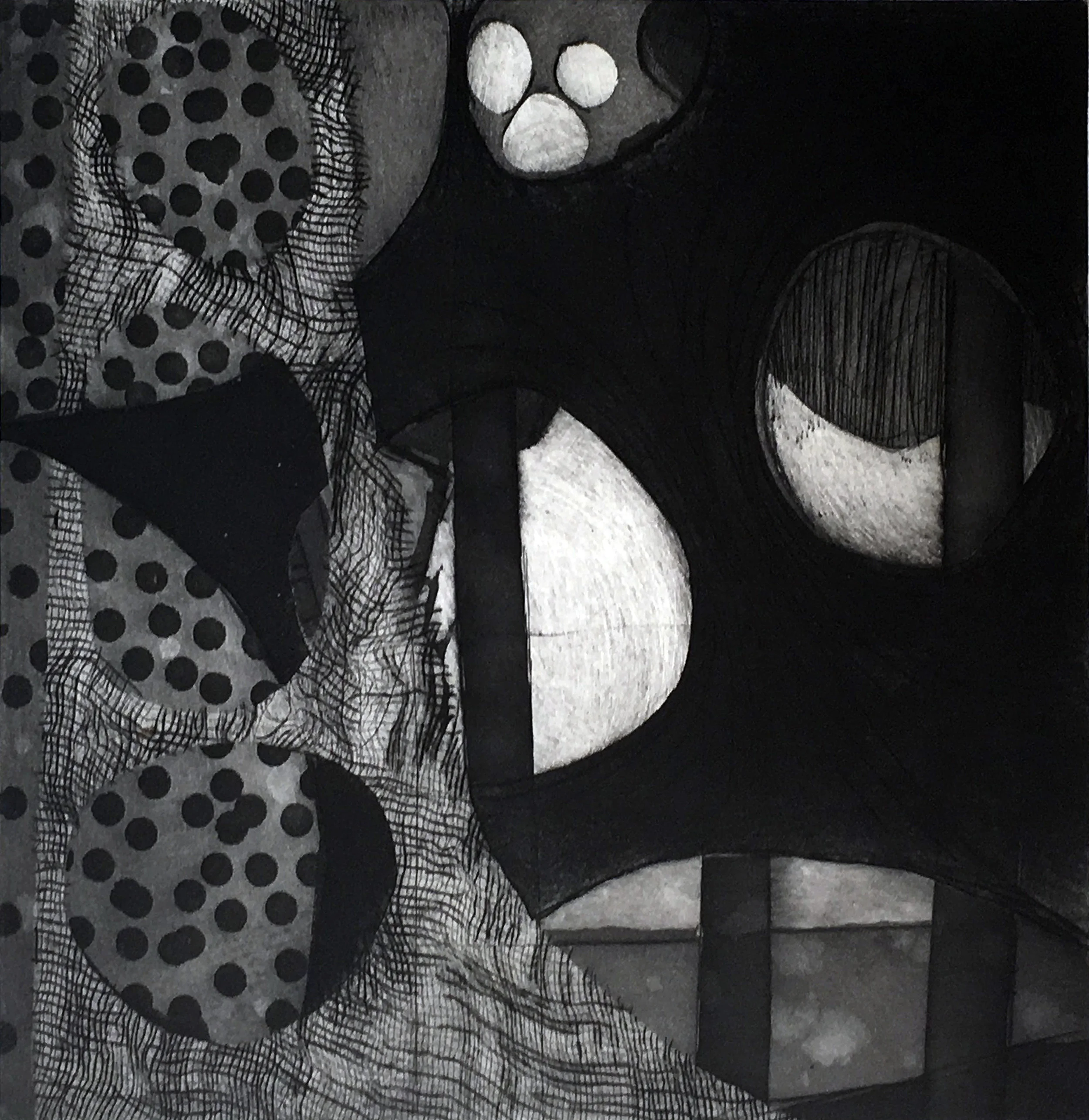    Seeing Through,   2017, intaglio, 8 x 8 in. 