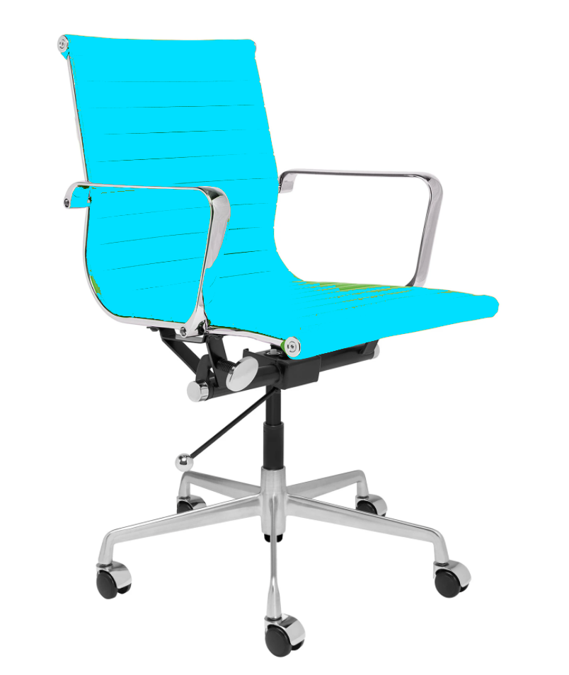 Leather rolling chair cyan.png