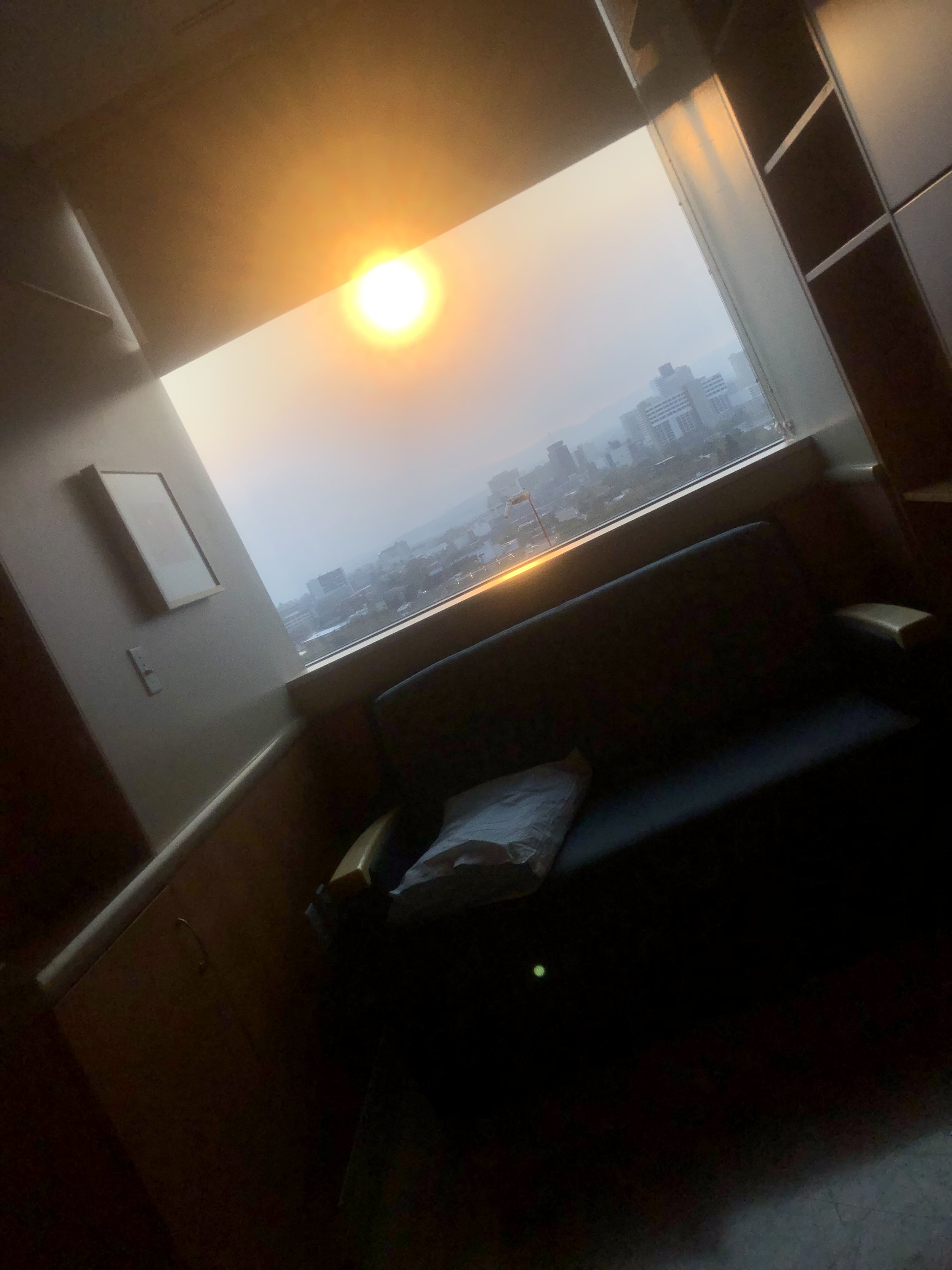 The sun rising outside my hospital window