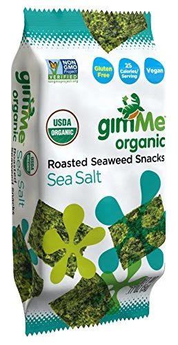 gimMe Snacks Organic Premium Roasted Seaweed, Sea Salt