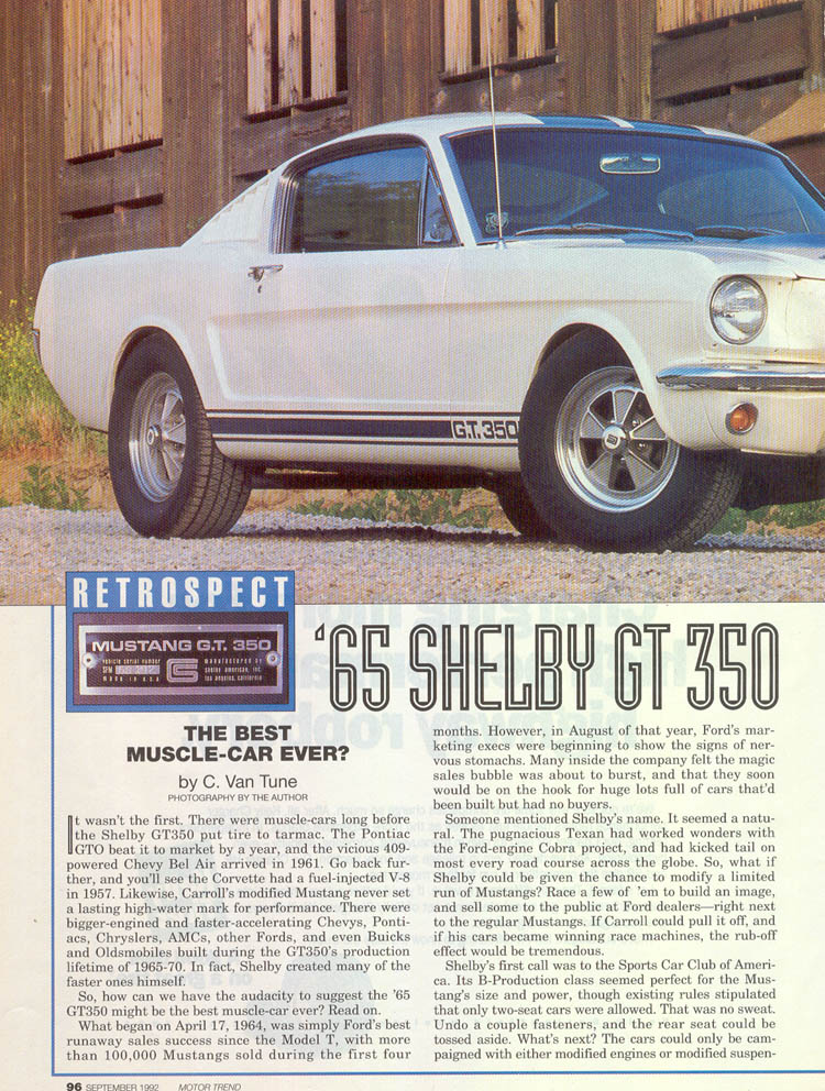 1965 Ford Mustang Shelby GT350: Best Musclecar Ever? — StangBangers