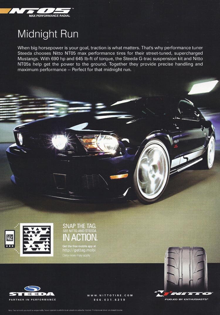 2011 Nitto Tire / Steeda Mustang "Midnight Run" Print Ad