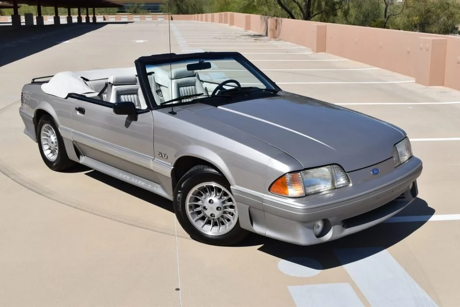 For Sale: 1990 Ford Mustang GT Convertible (silver, 5.0L V8, 4-speed auto, 42K miles)
