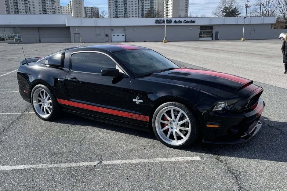 For Sale: 2013 Ford Mustang Shelby GT500 "Super Snake" Coupe (#96, black, red stripes, supercharged 5.8L V8, 6-speed, 8K miles)