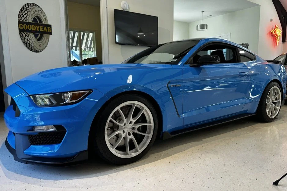 For Sale: 2017 Ford Mustang Shelby GT350 (#H1996, Grabber Blue, modified, twin-turbo 5.2L V8, 6-speed manual, 29K miles)