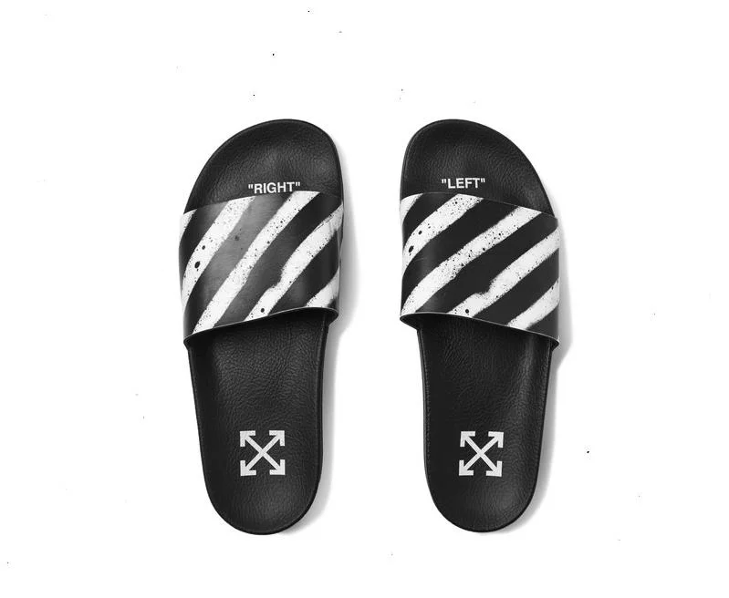 Now Available: 'Black' OFF-WHITE Diagonal Spray Slides