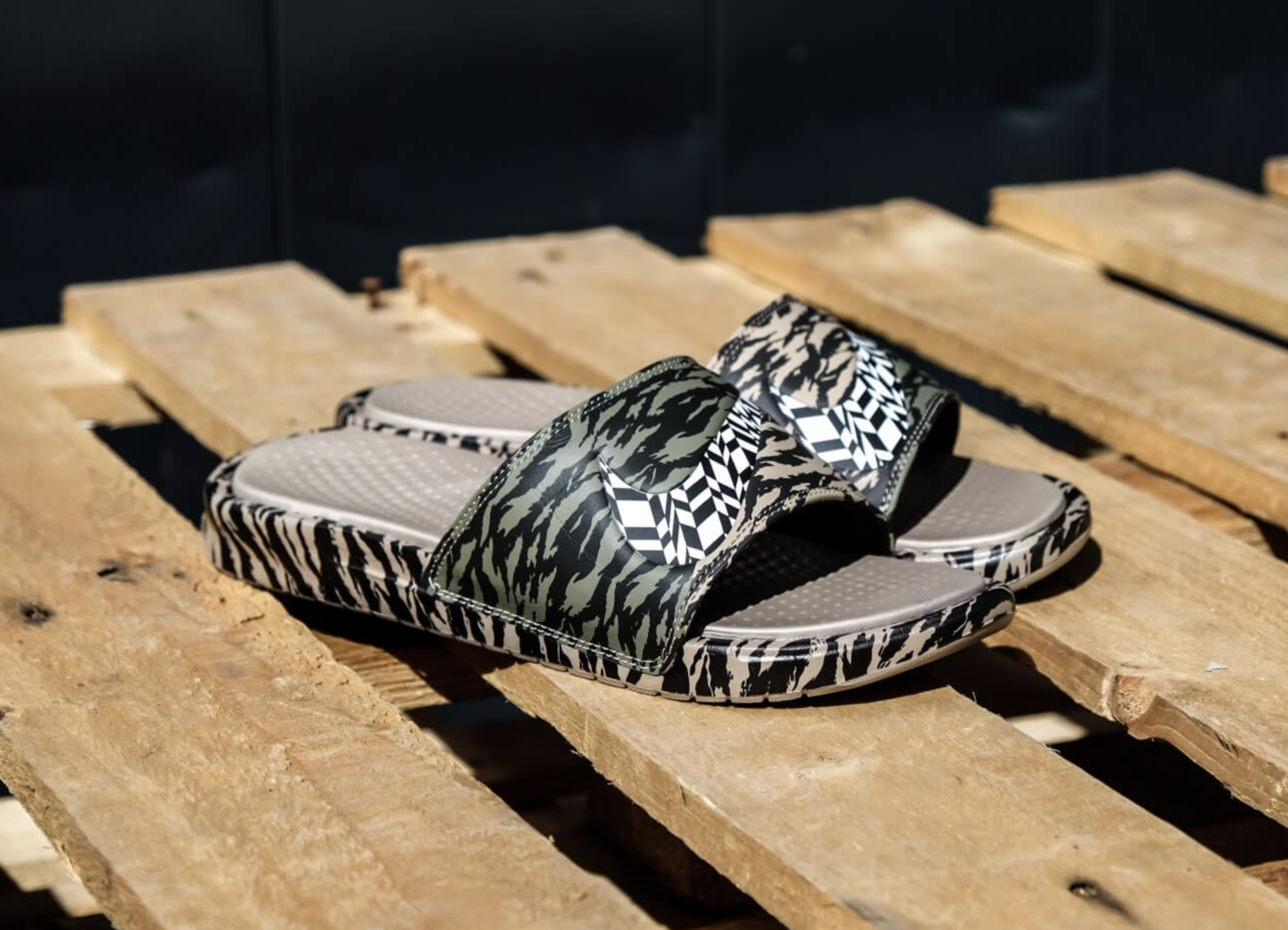 On Sale: Nike Benassi Ultra Lux 'Tiger Camo' Slides