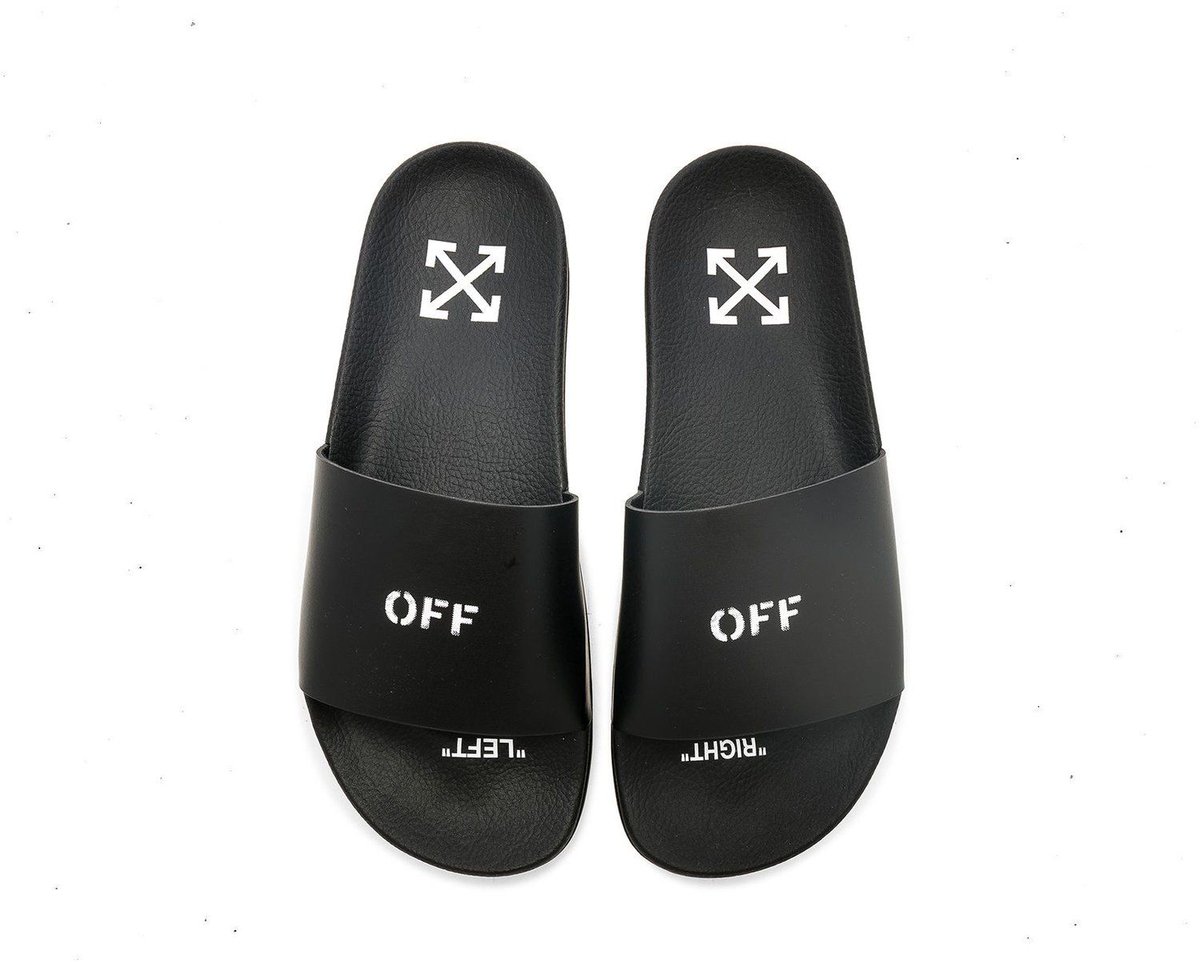 On Sale: OFF-WHITE Stamp Logo Slides "Black"