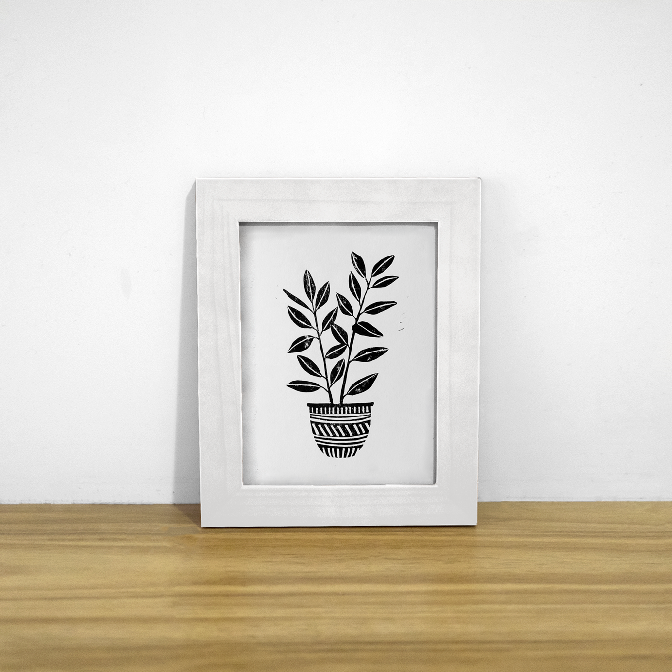 Rubber Leaf Linocut Print