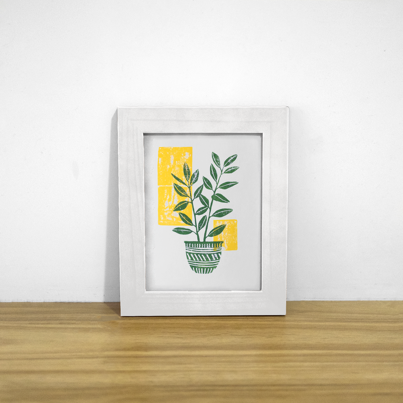 Rubber Leaf Linocut Print (02)