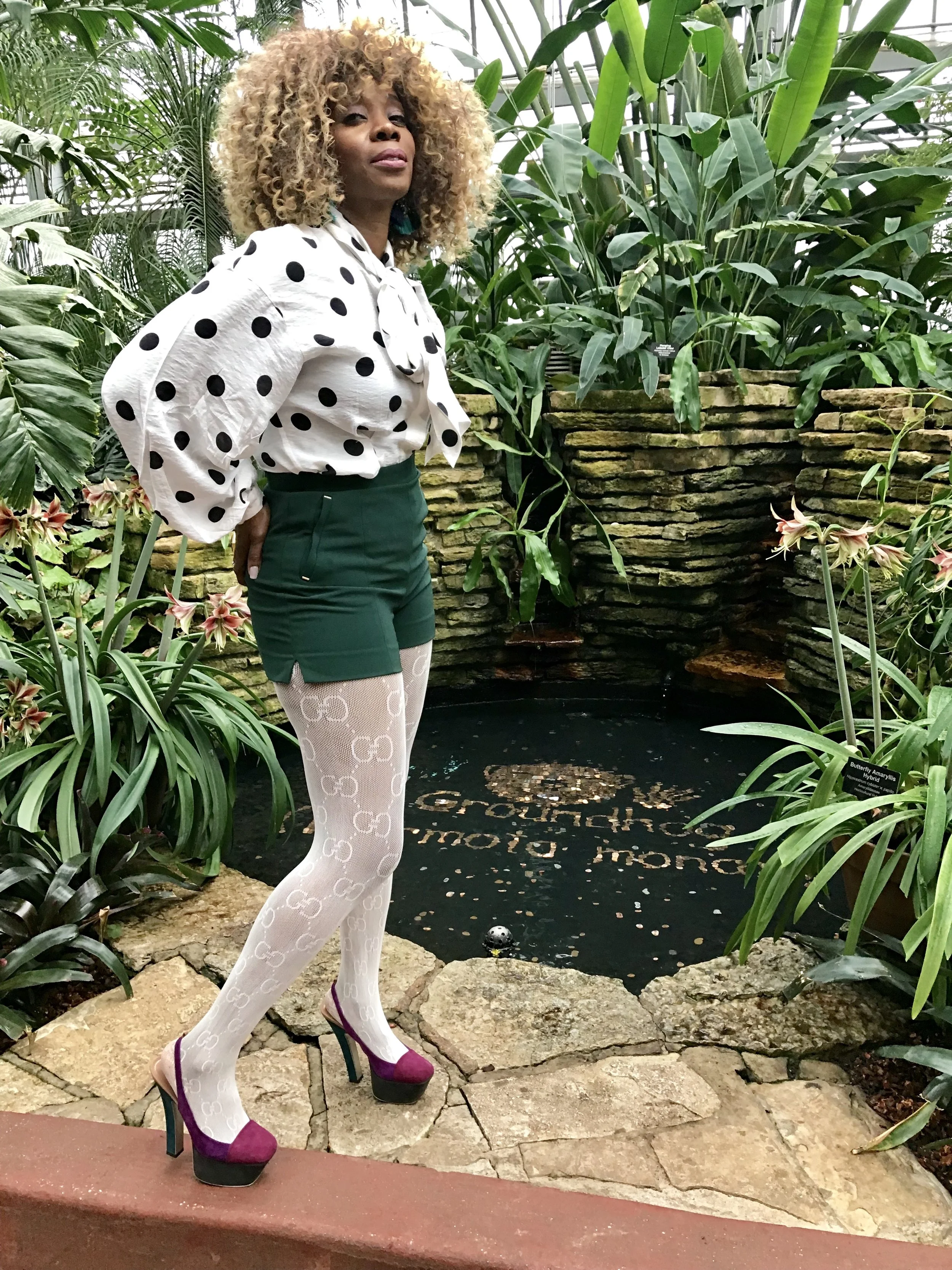 I love my fuchsia, raspberry, green and black Saint Laurent platform shoes, perfect for early Spring.
