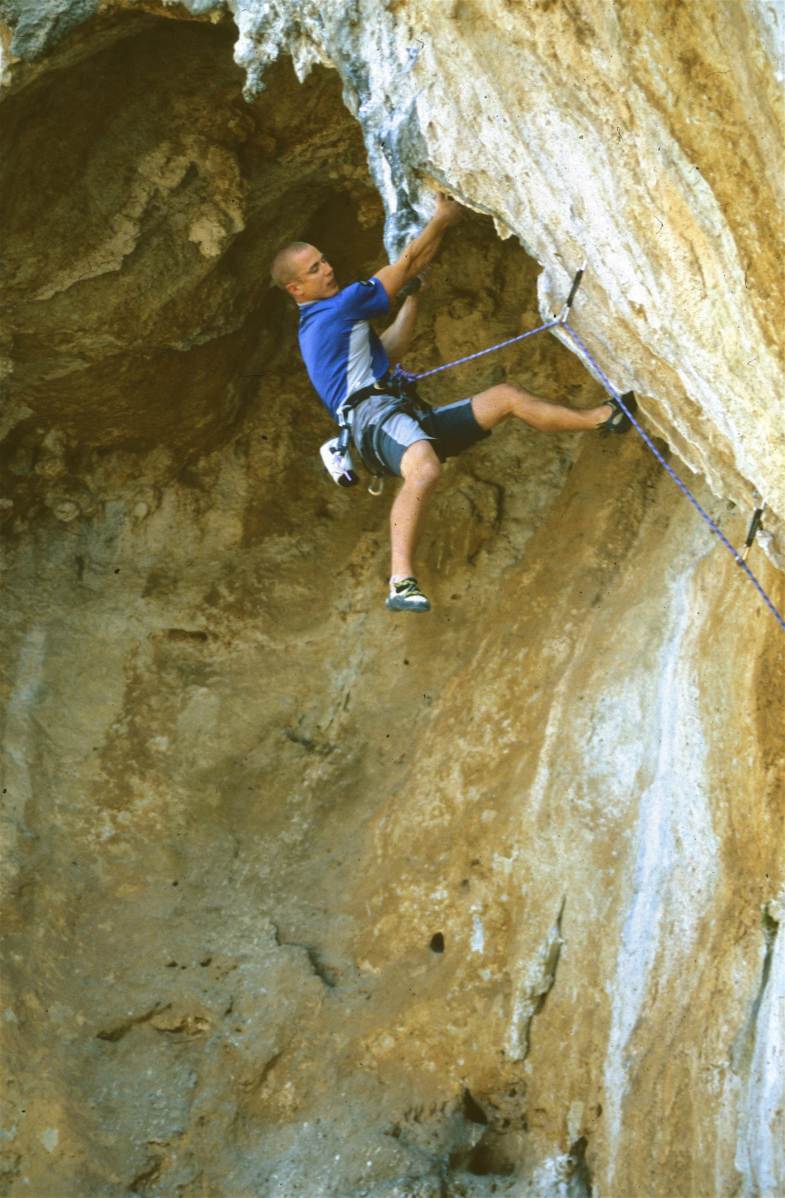 Beginning at the End 7b+, End Cave, Kalymnos. Photo: Mike Robertson