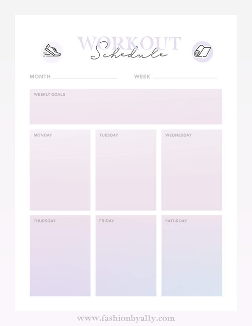 Free 7 Day Home Workout Schedule (Printable) — Fashion by Ally