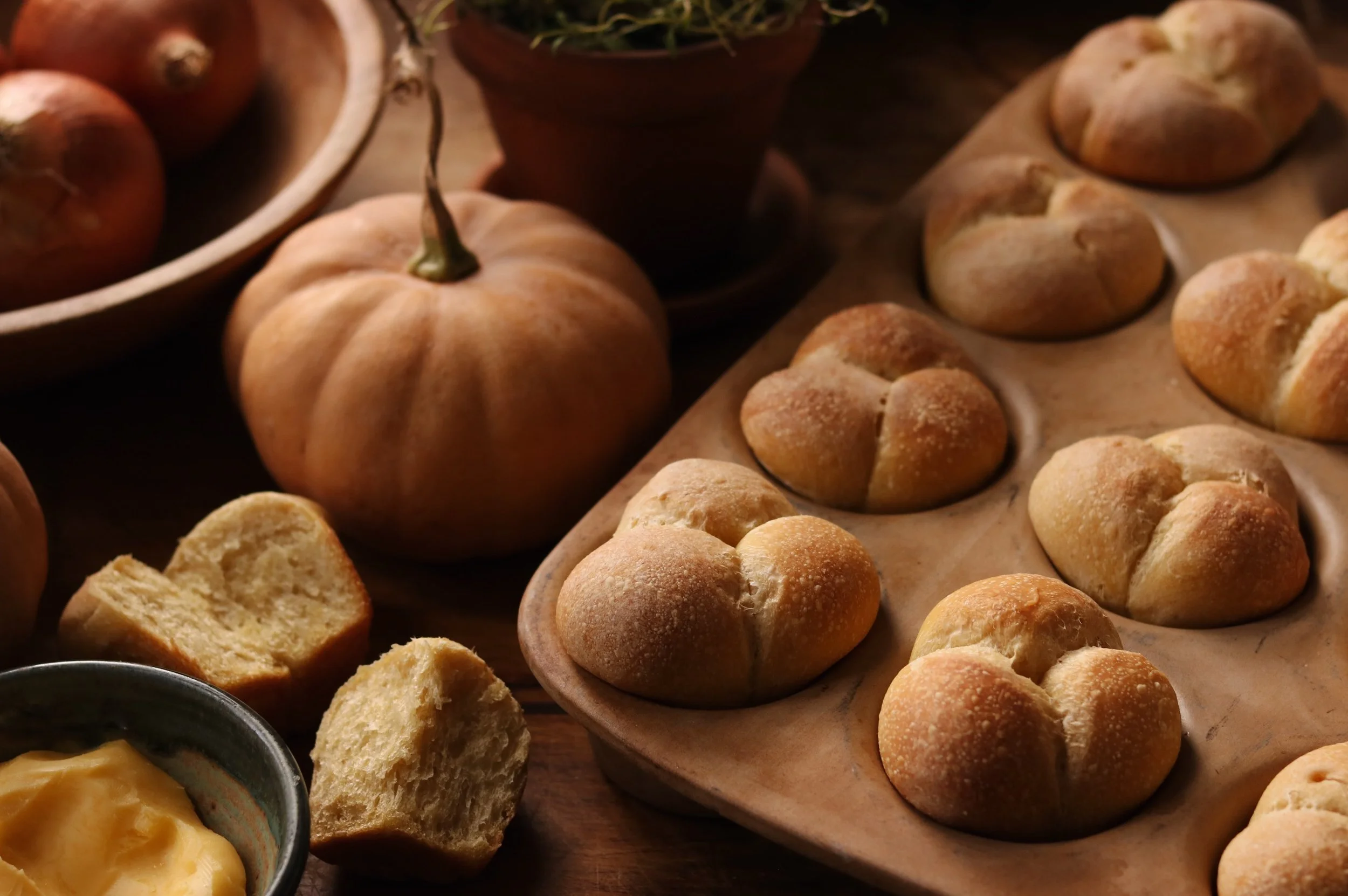 Sourdough Simplified: Pumpkin Cloverleaf Rolls