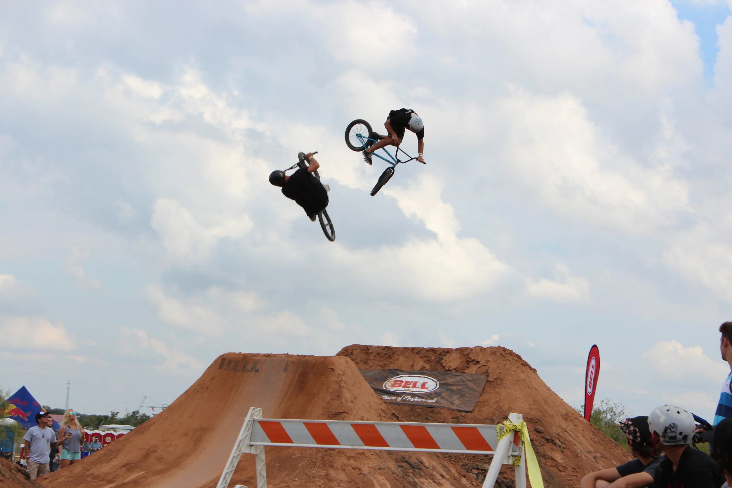  Texas Toast Jam two riders mid 360 on the same jump.  