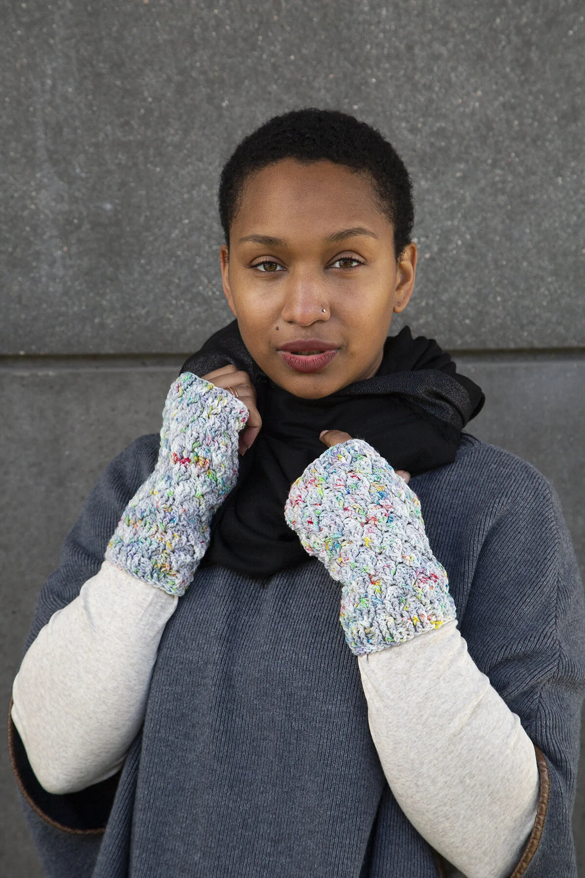 Kindred Fingerless Gloves — Cerulean Orchid