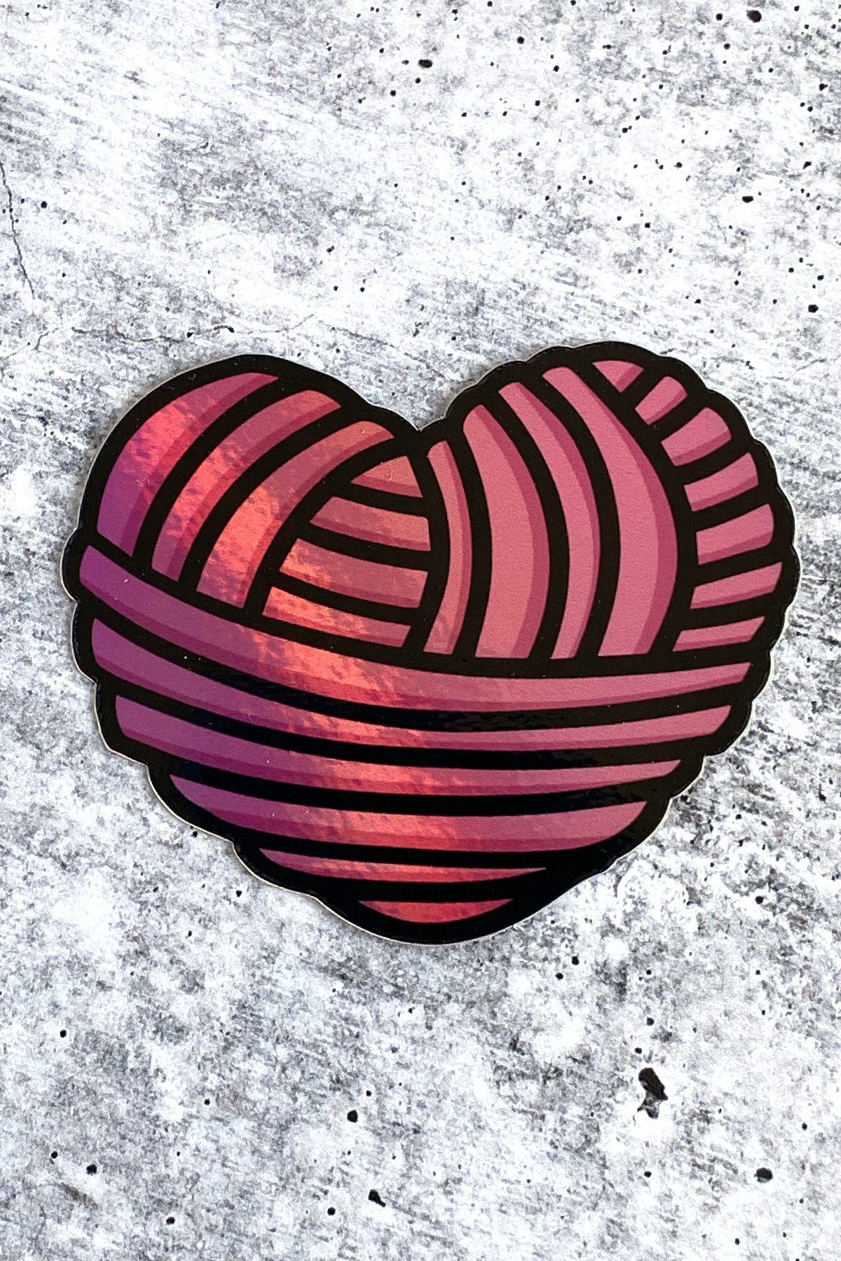 Holographic Yarn Heart Sticker — Cerulean Orchid