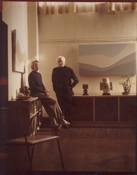  Lundeberg and Feitelson at their 3rd St. Studio, Los Angeles, 1974. (Photo by Fidel Daniel) 