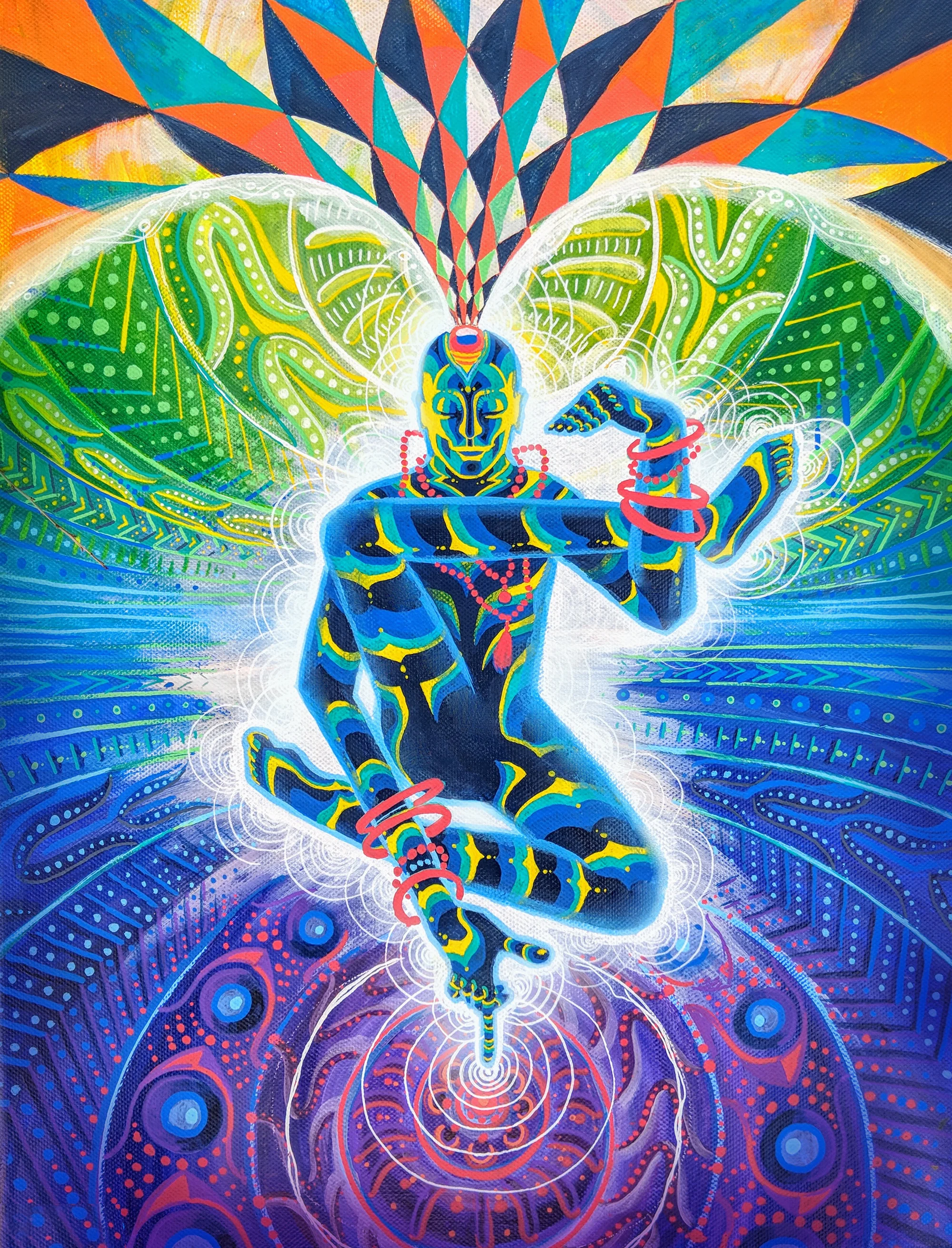 Psychedelic Yoga Man, Acrylic on canvas 24” x 18"  ORIGINAL SOLD