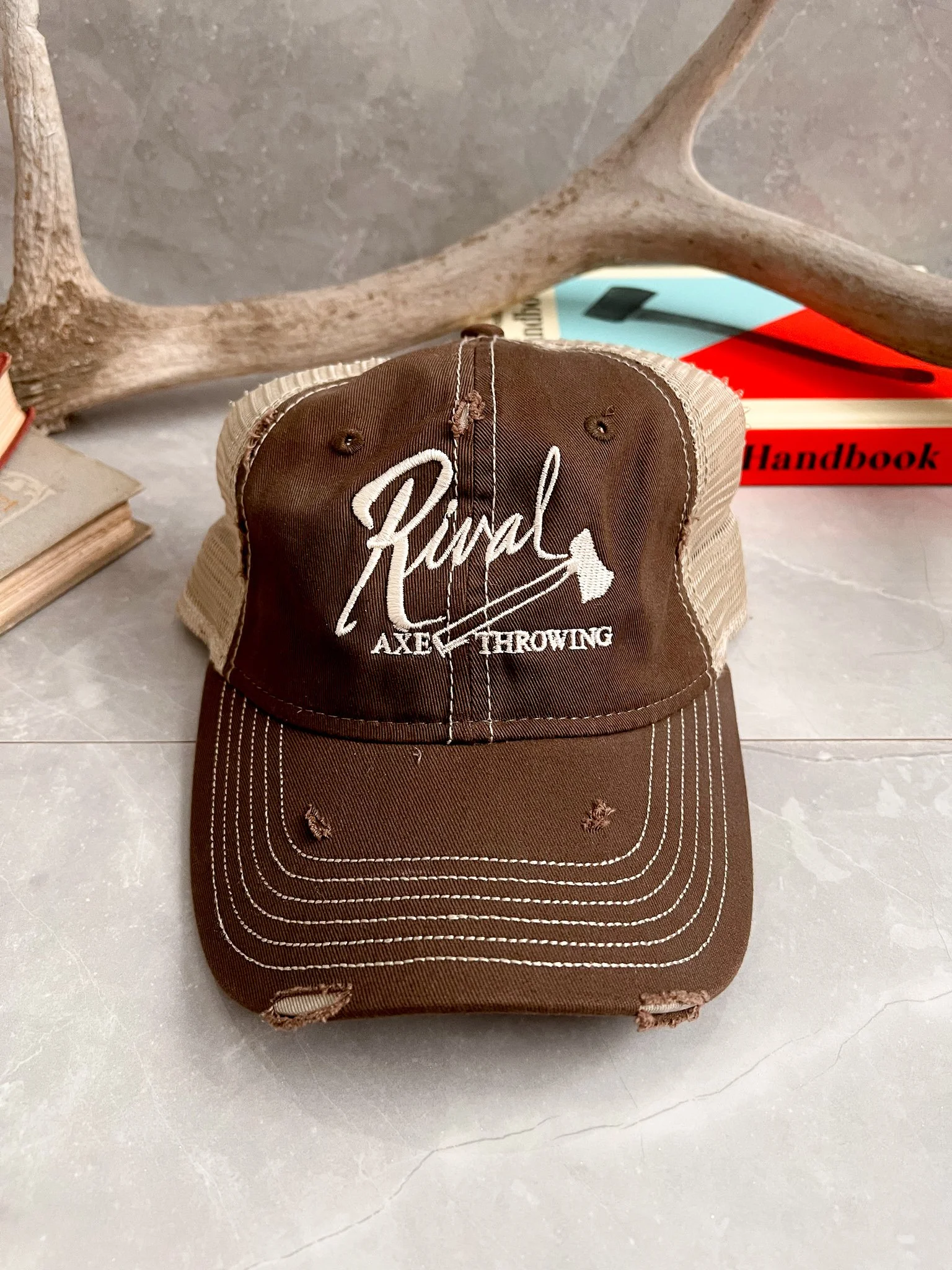 Distressed Mesh Back Hats — RIVAL AXE 