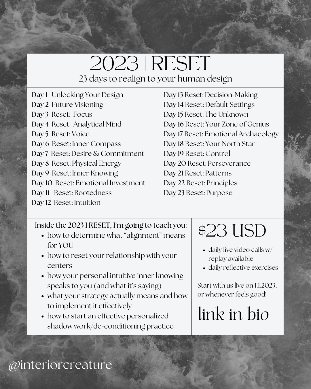 You're invited to the 2023 | RESET: 23 days to realign to your human design