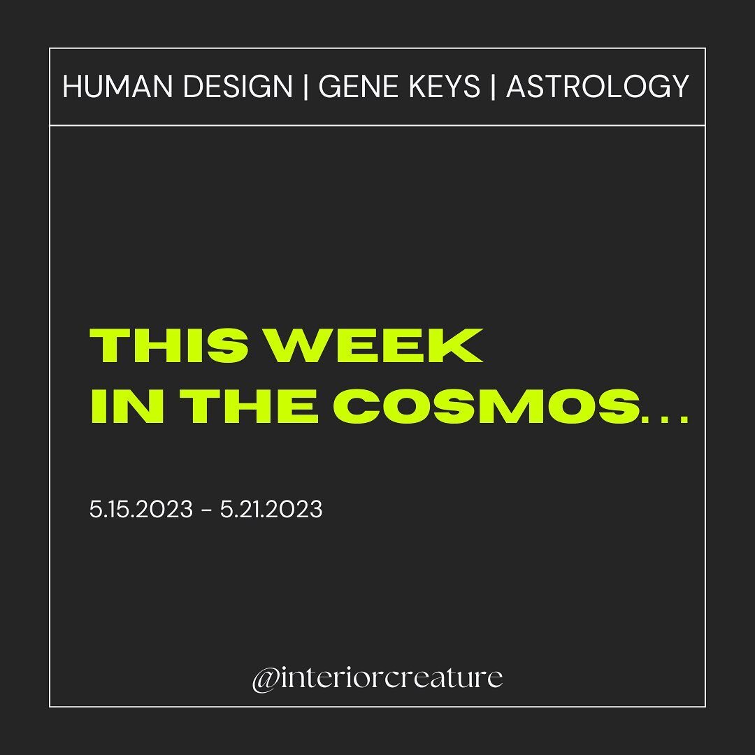 🌙 This week in the cosmos...🪐
#humandesign #genekeys #astrology
⠀⠀⠀⠀⠀⠀⠀⠀⠀
Swipe through ➡️ for the key solar transits and major themes for each day this week ➡️
⠀⠀⠀⠀⠀⠀⠀⠀⠀
tl;dr: This week the sun in #taurus &amp; #gemini illuminates #gate8 and #gat