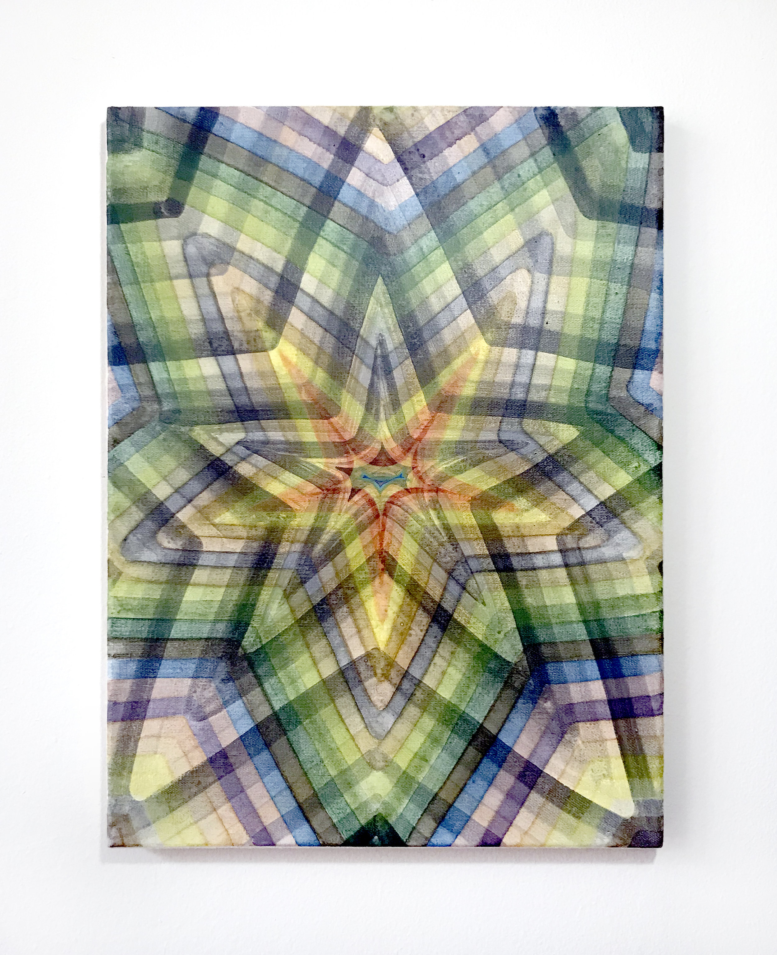 Ben Quinn ”Ghost Star (2)” Watercolor, UV Varnish on Canvas. 12 x 16 Inches. 2018.