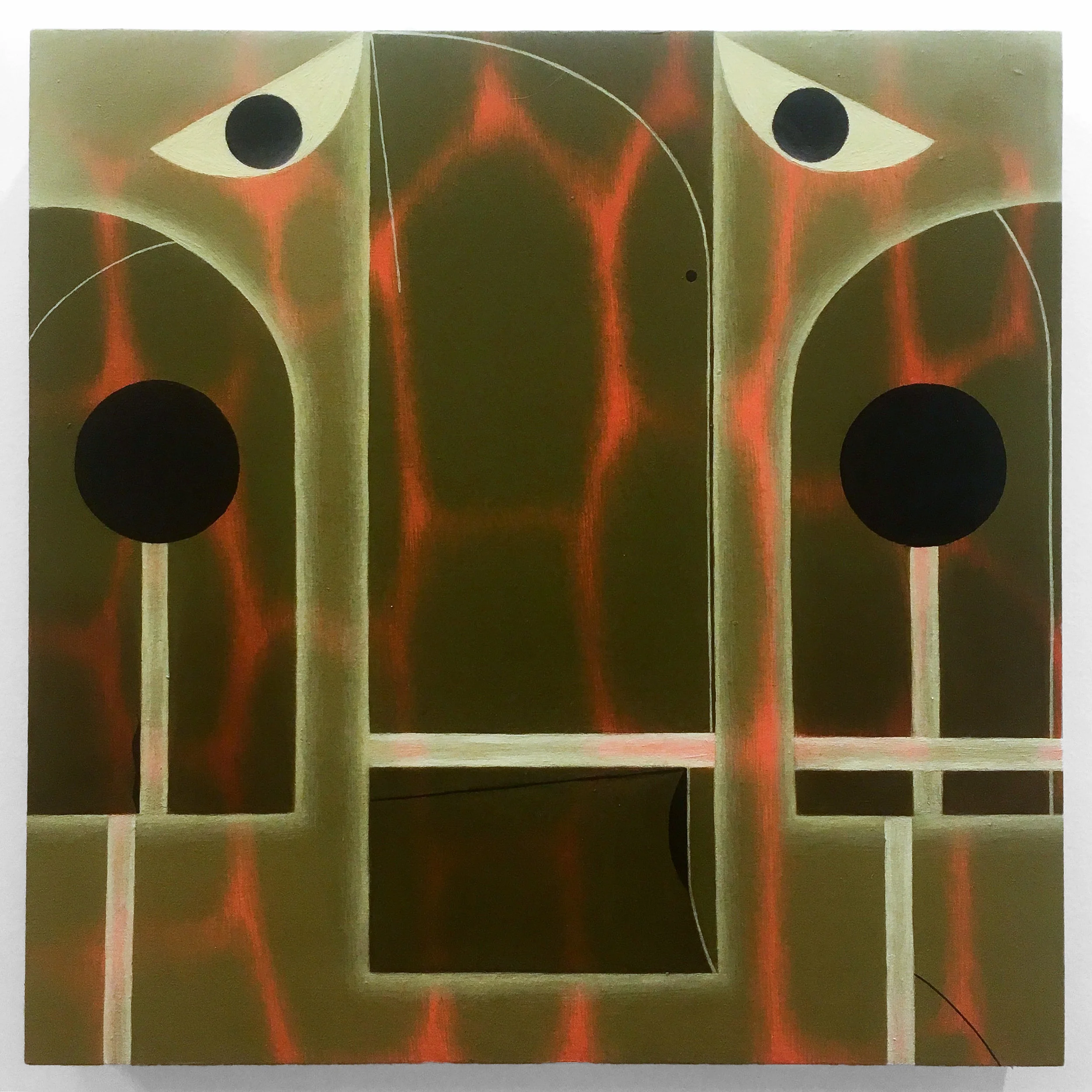 Angela Heisch - “Haze Gaze” Oil on Canvas over Wood Panel. 12 x 12 Inches. 2018.