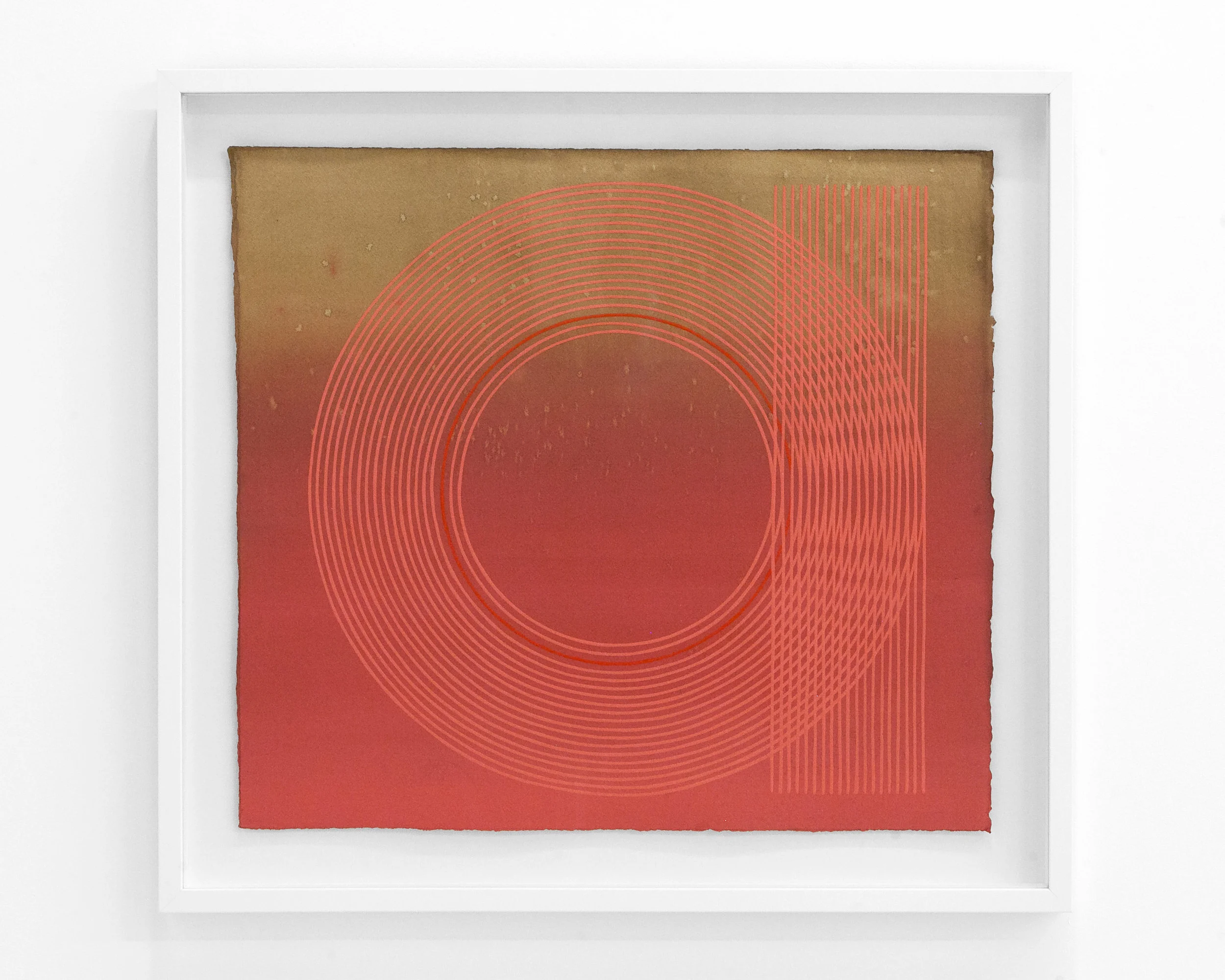 Kelly Ording ”M.C. Luscious” Medium on Dyed Paper. 20 x 22 Inches Unframed. White Frame. 2019.