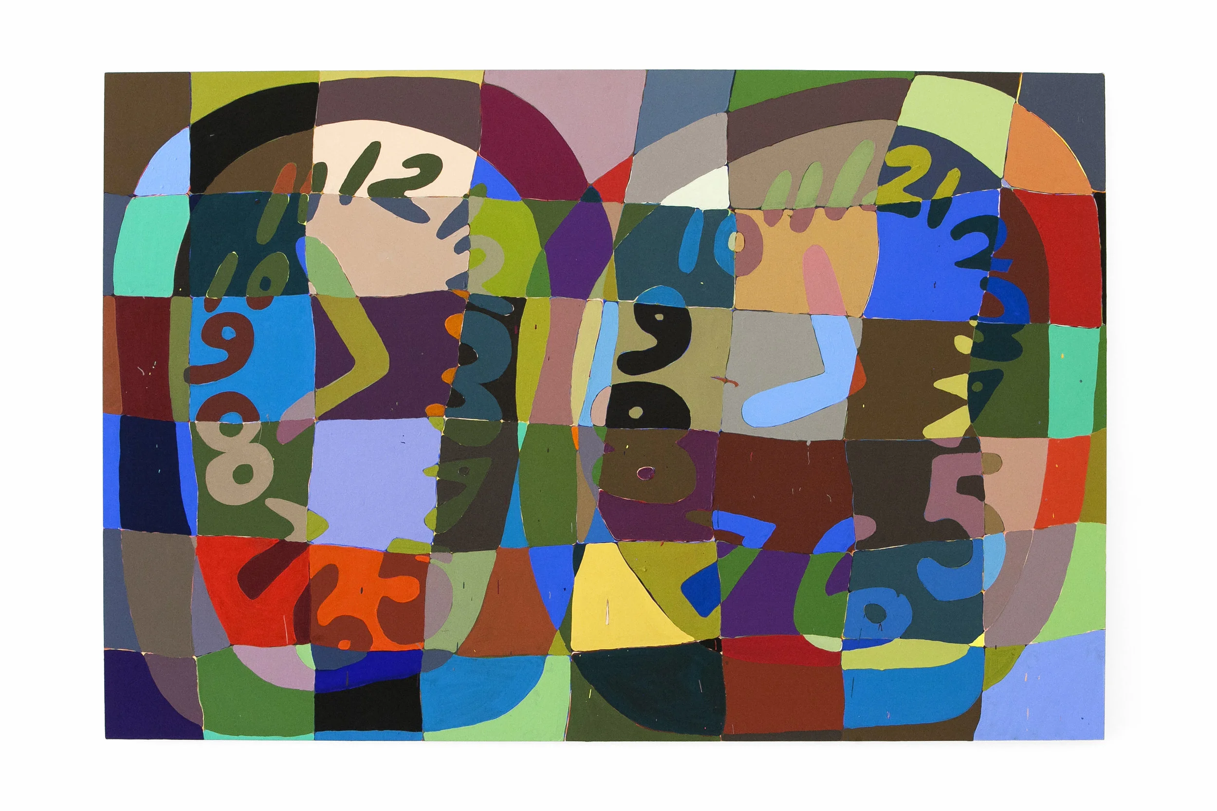 Kellen Chasuk - ”How We Share Time and Space” Acrylic and Flashe on Canvas. 48 x 72 Inches. 2019.