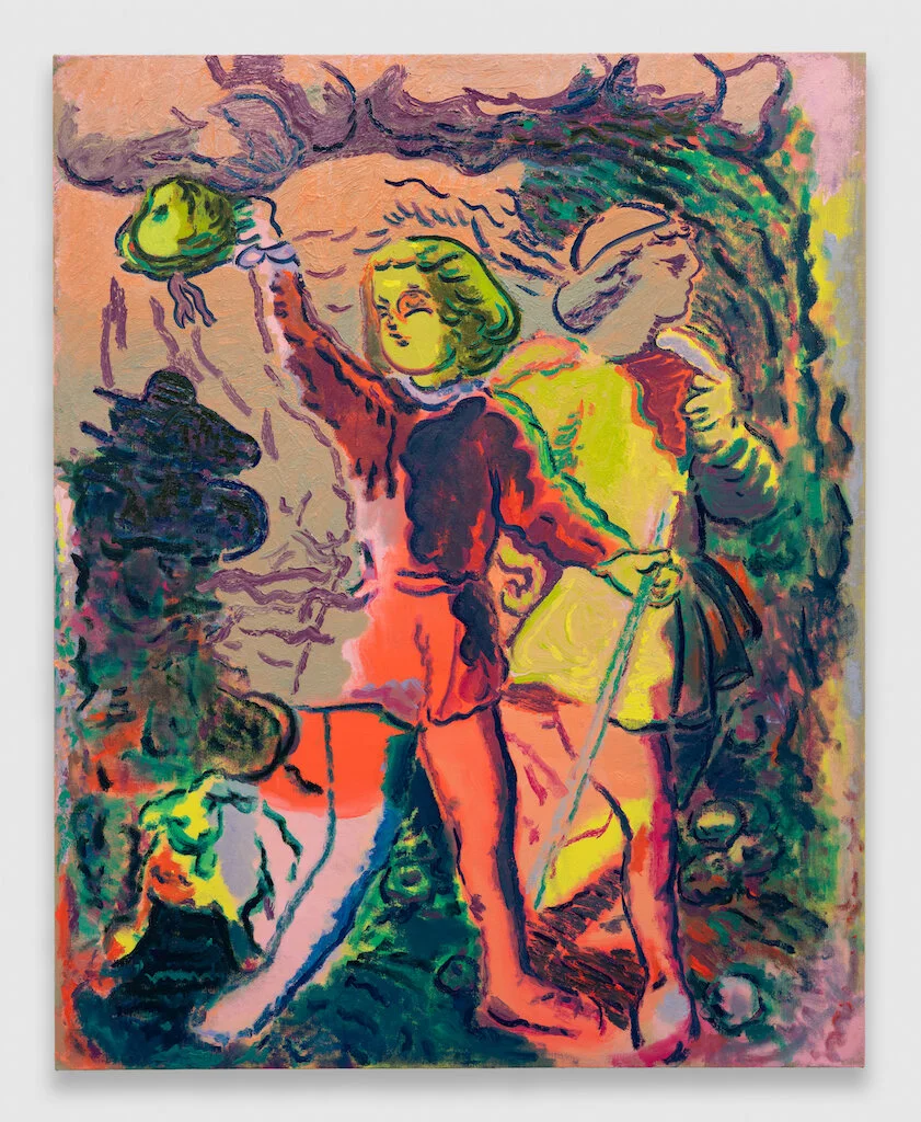 Delphine Hennelly ”Good Companions In Orange” Oil on Linen. 60 x 48 Inches. 2019. info@part2gallery.com