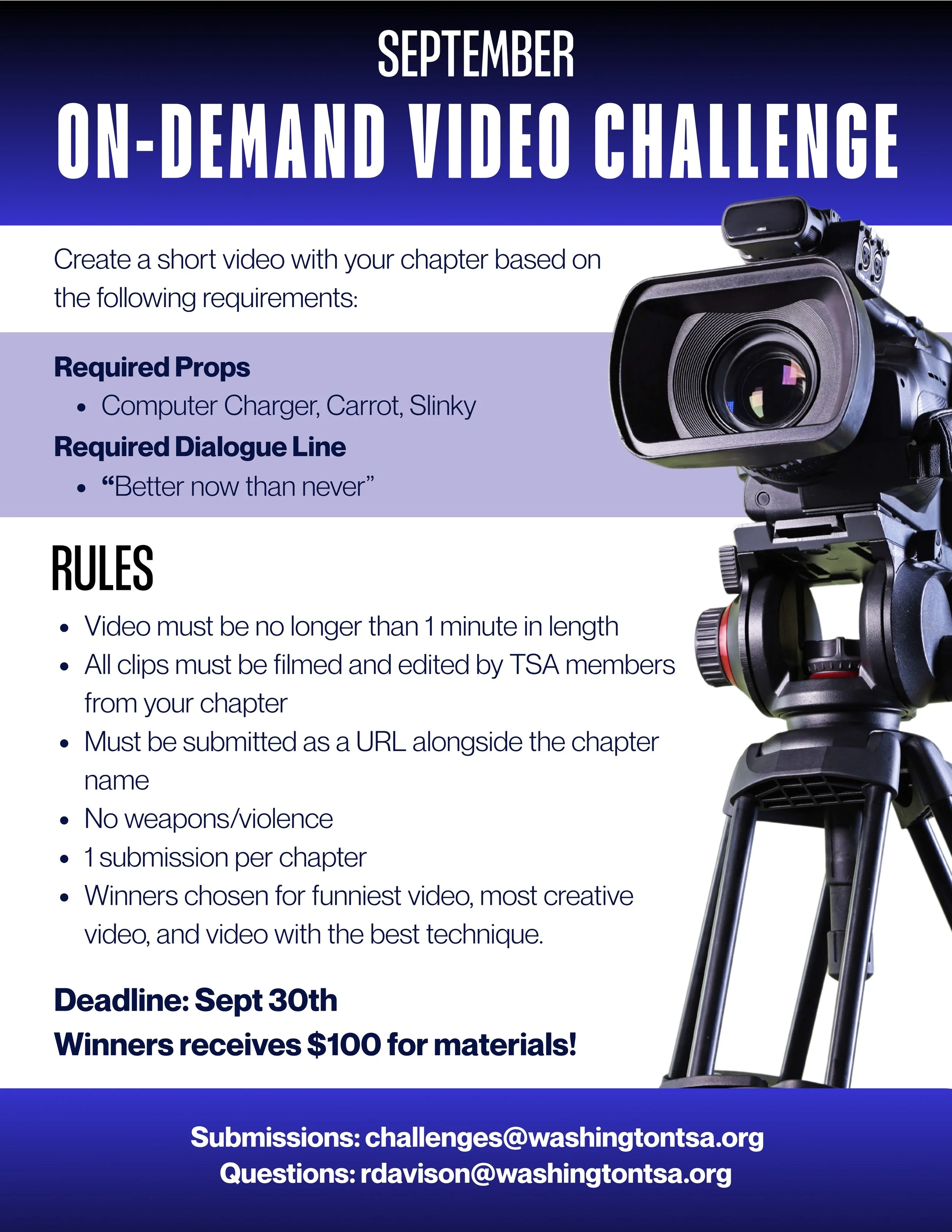 Our monthly challenges are back!!! Start the school year strong by participating in the September On-Demand Video challenge! 🎥