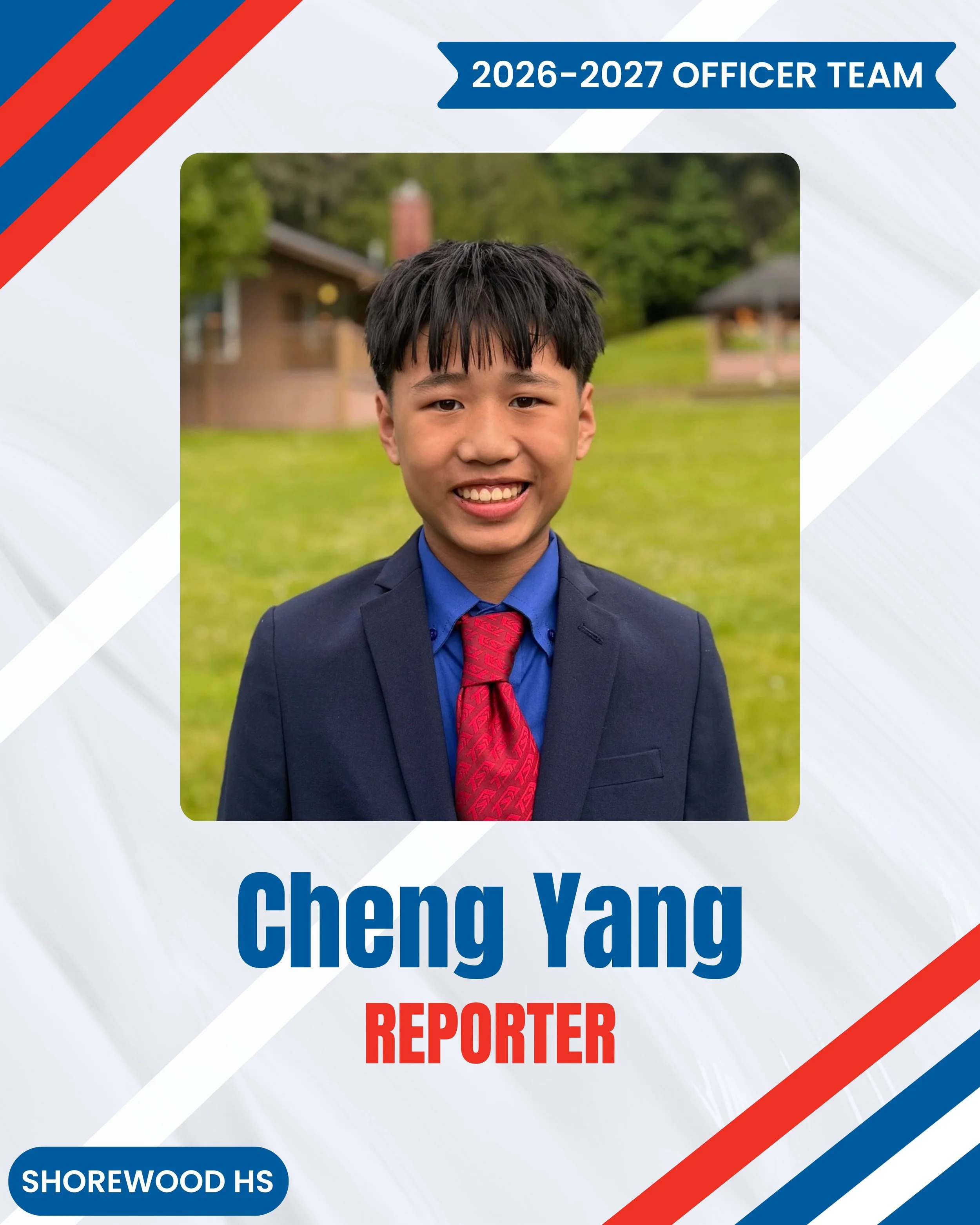 Next up, we have Cheng Yang!!!
--
Hi Washington TSA. I'm Cheng Yang, a sophomore at Shorewood High School, and I'm your 2026-27 Reporter.

I started TSA in 7th grade at Einstein Middle School and have competed in a variety of events since then, such 